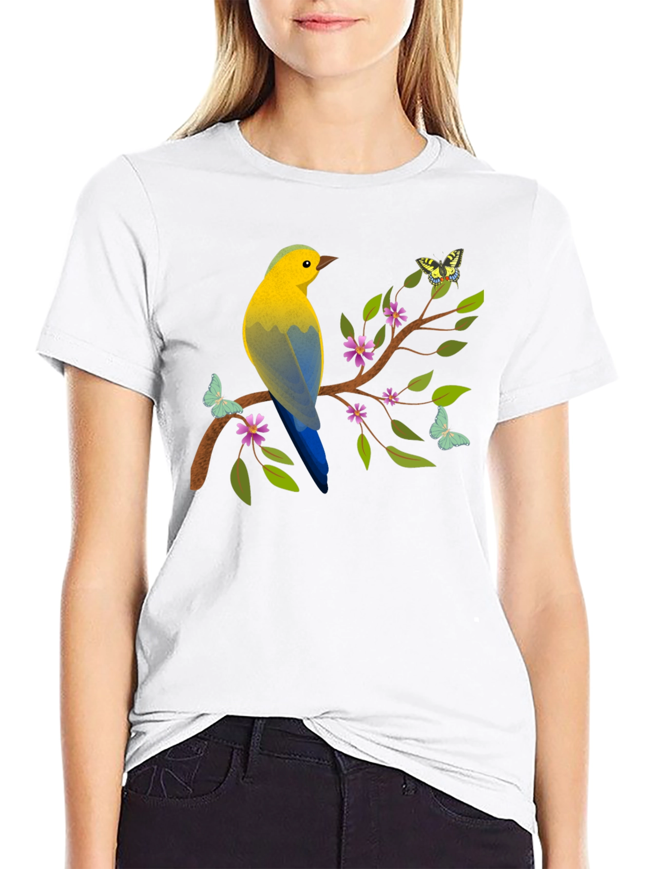 Bird and Butterfly Graphic Tee