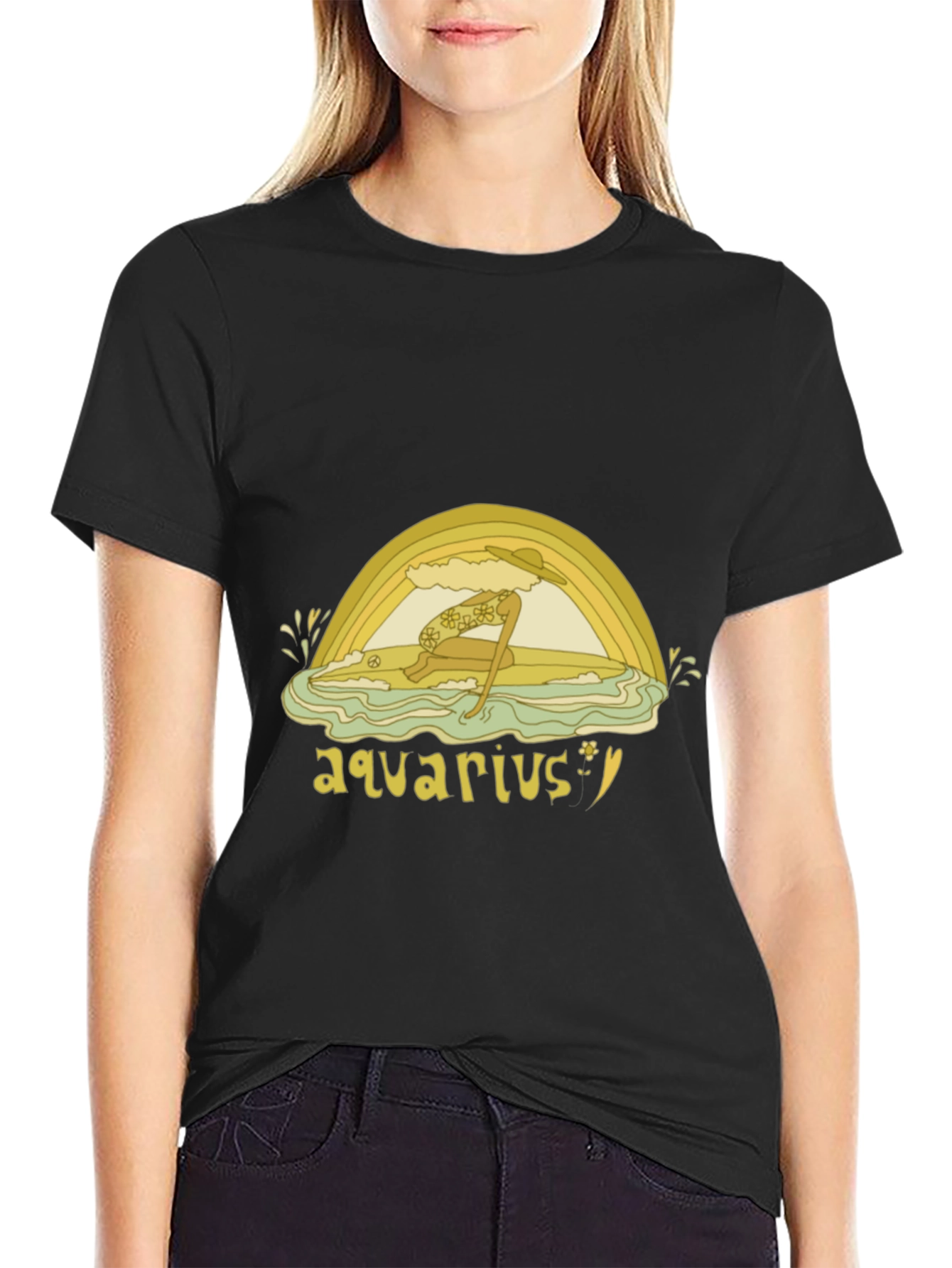Aquarius Zodiac Graphic Tee - Retro Style