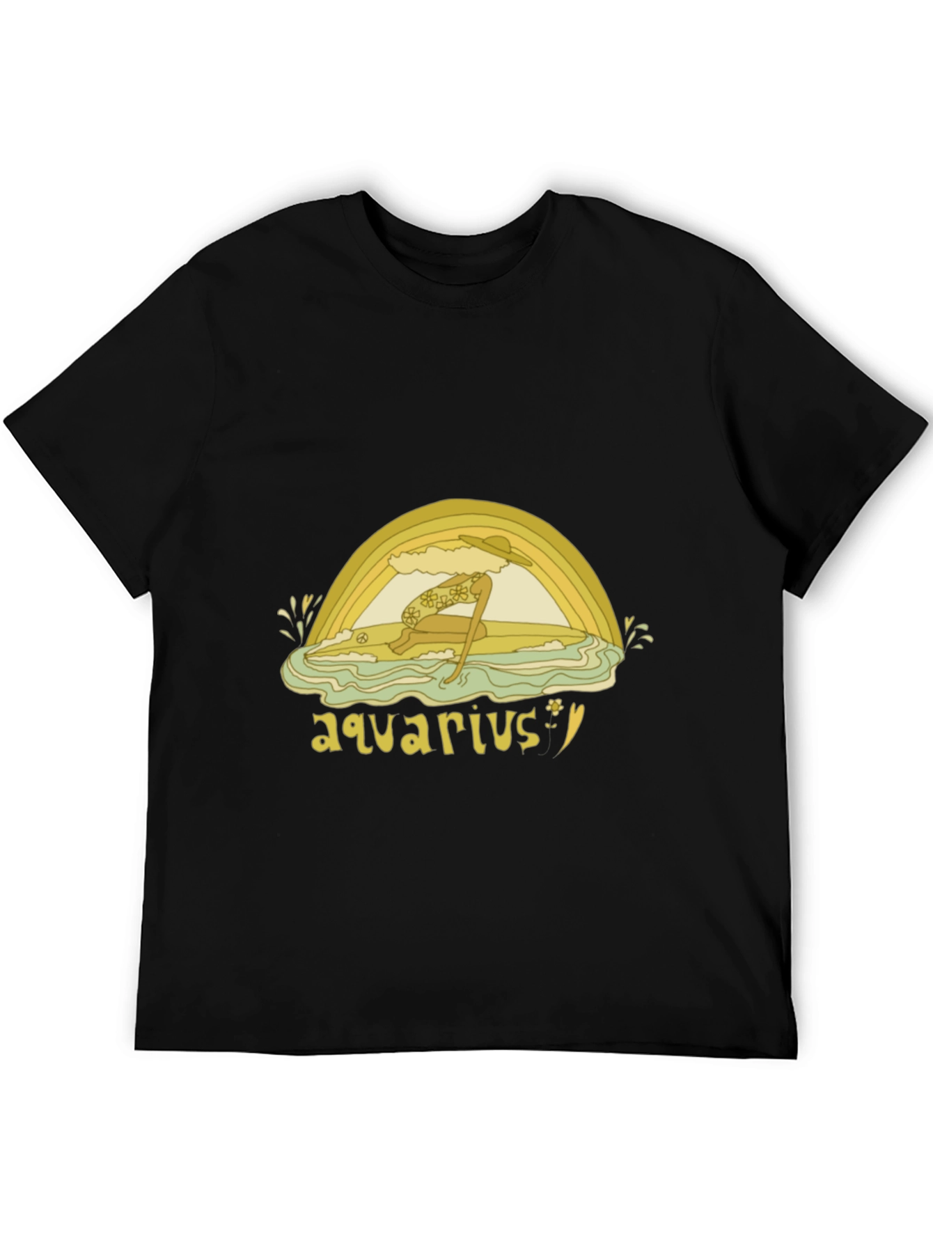 Aquarius Zodiac Graphic Tee - Retro Style