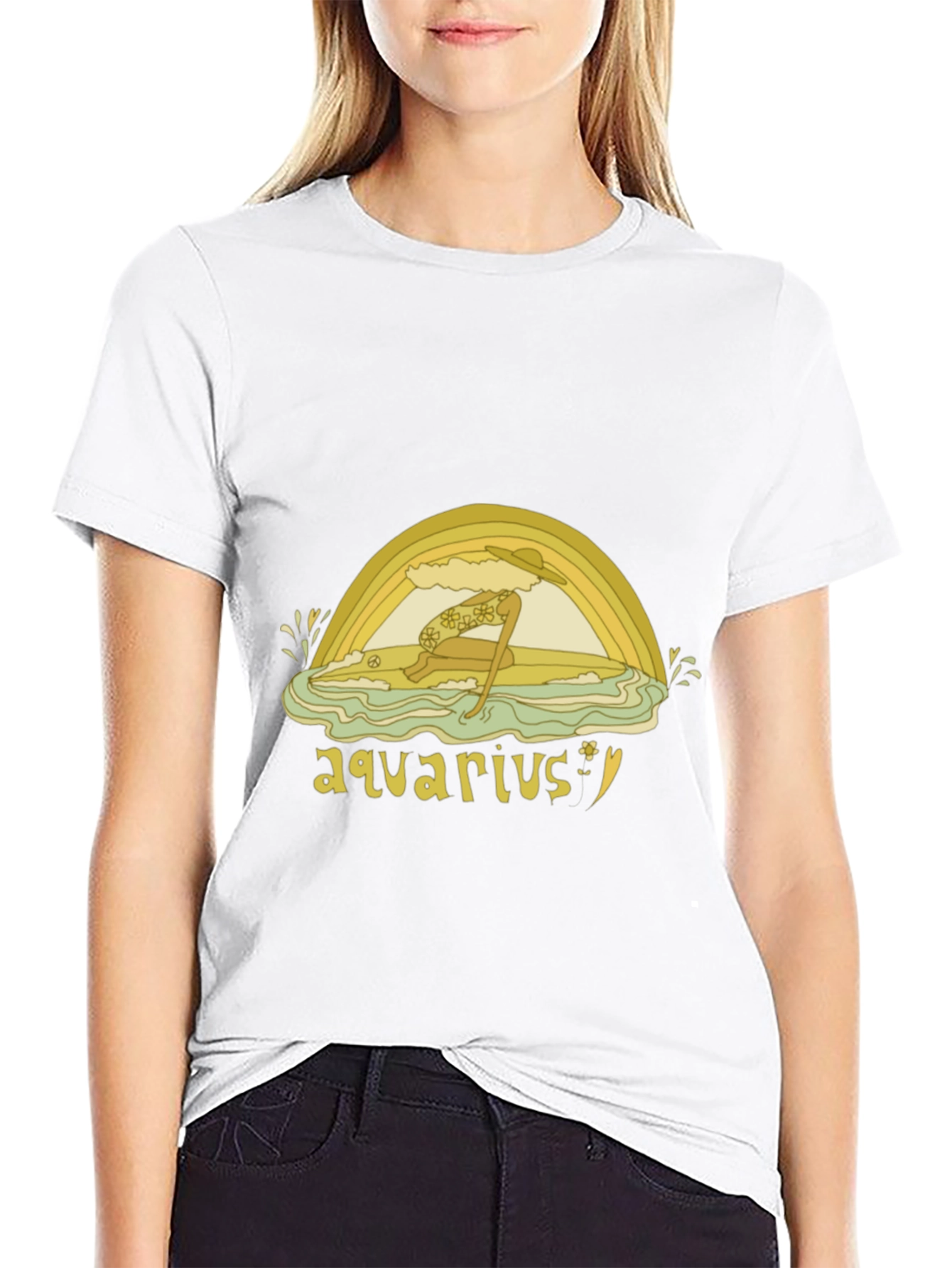 Aquarius Zodiac Graphic Tee - Retro Style