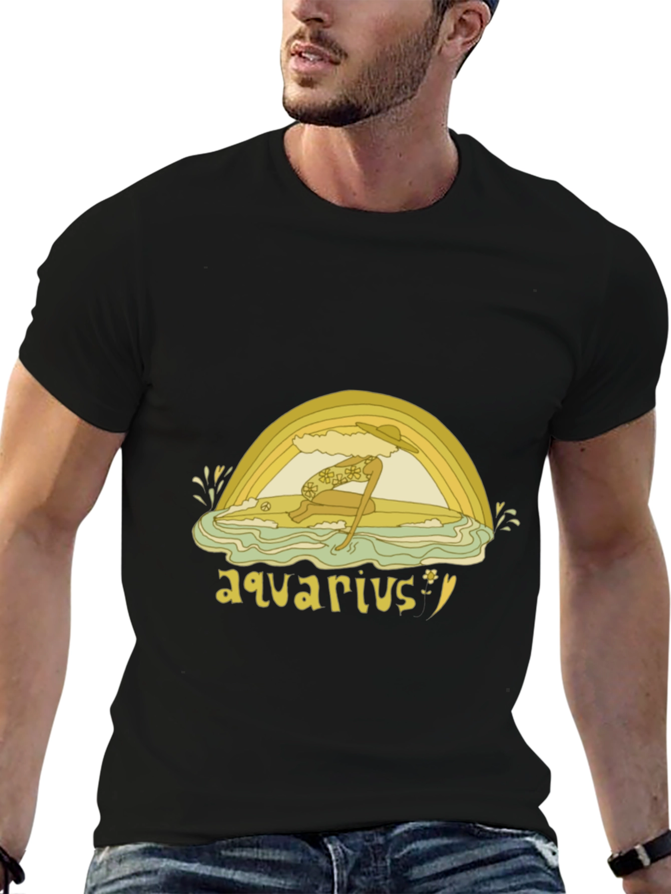 Aquarius Zodiac Graphic Tee - Retro Style