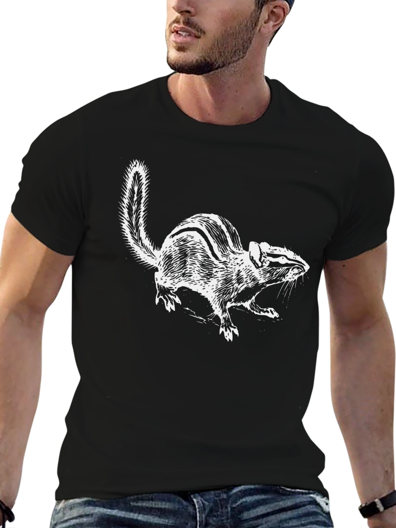 Chipmunk Graphic Black Tee