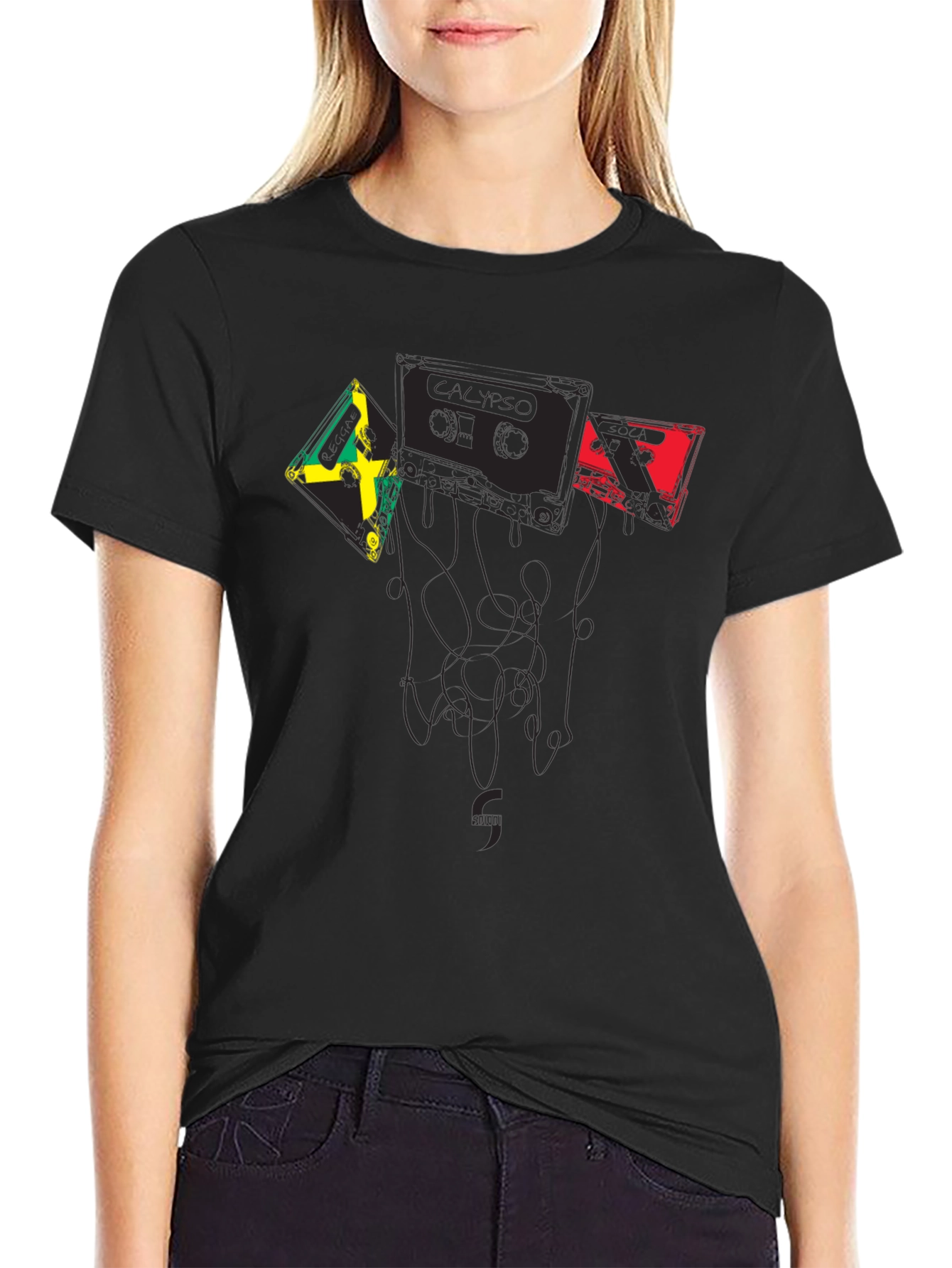 Reggae Music Cassette Tape Graphic Tee - Black