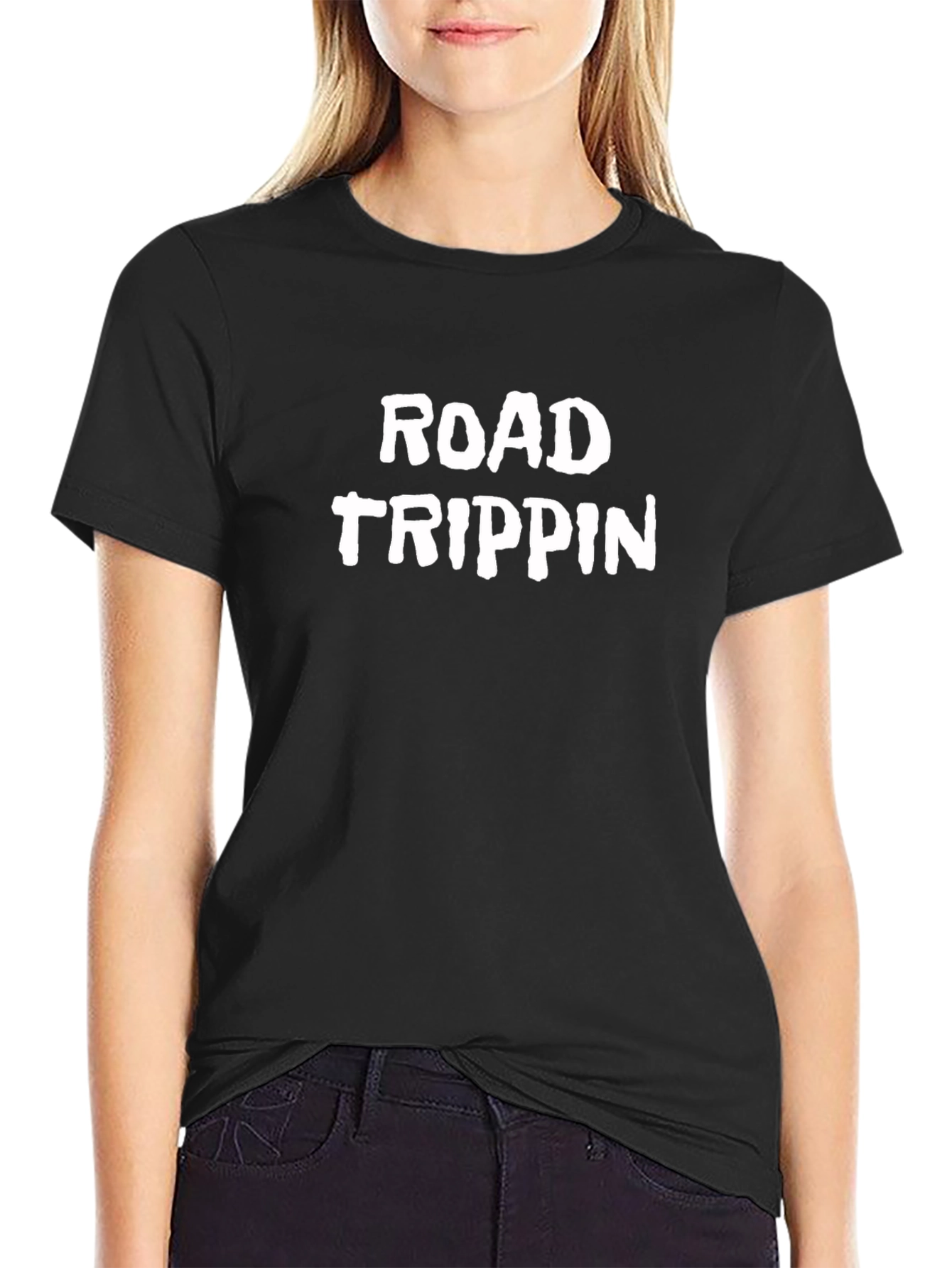 Road Trippin Graphic Tee - Black Casual T-Shirt