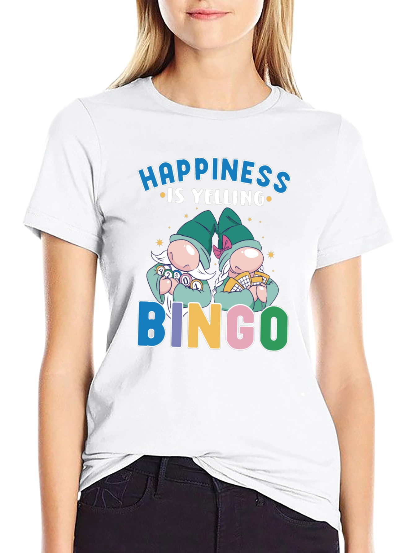 Happiness is Yelling Bingo Gnome Graphic Tee