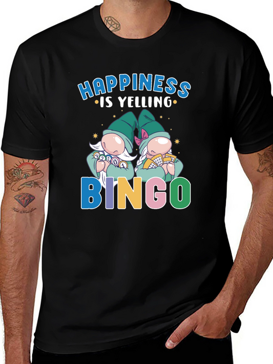 Happiness is Yelling Bingo Gnome Graphic Tee