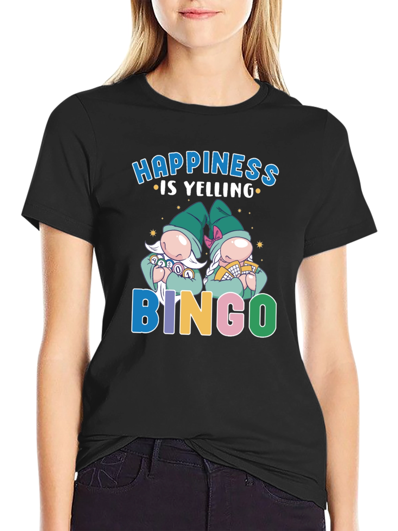 Happiness is Yelling Bingo Gnome Graphic Tee