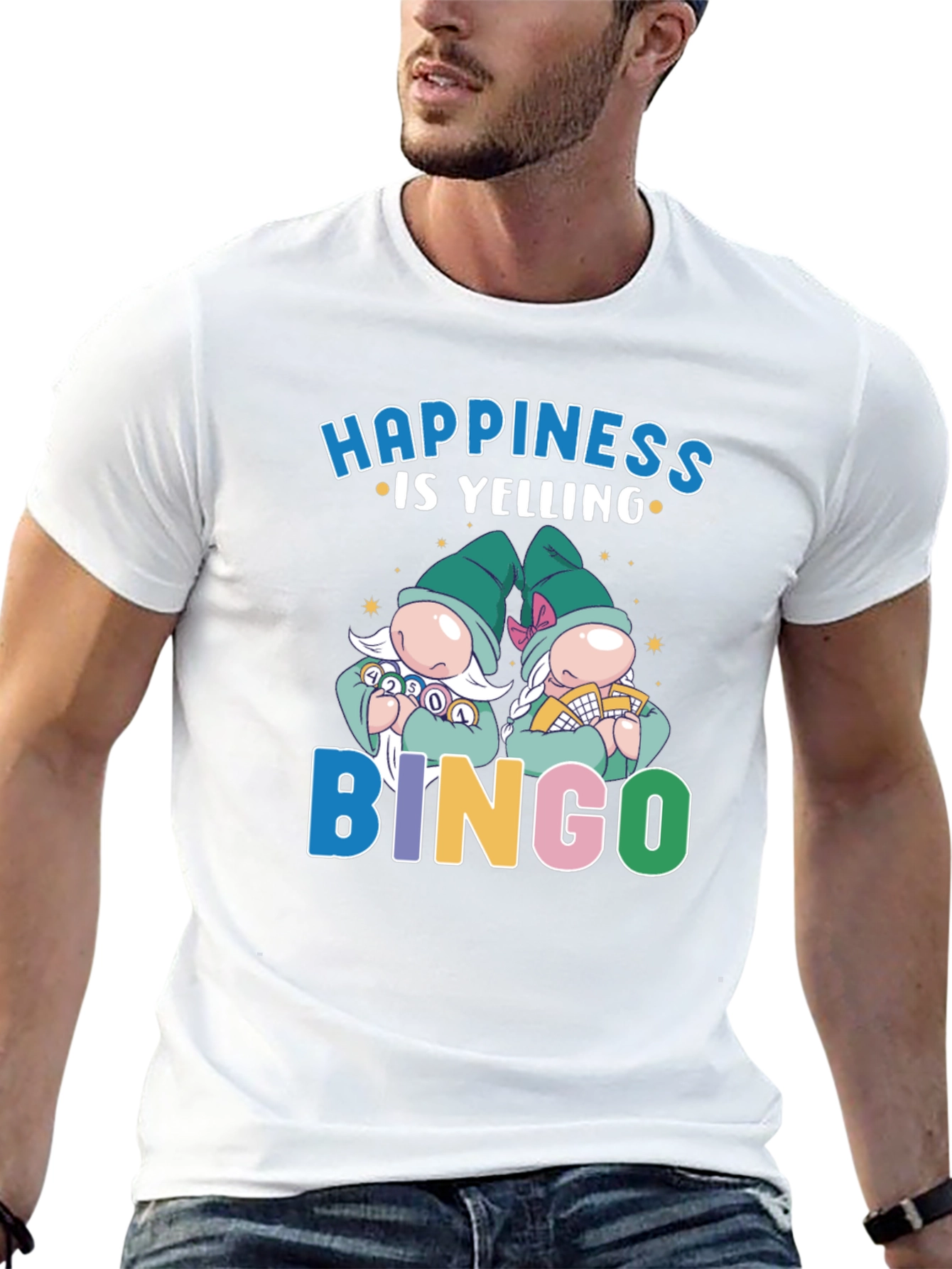 Happiness is Yelling Bingo Gnome Graphic Tee