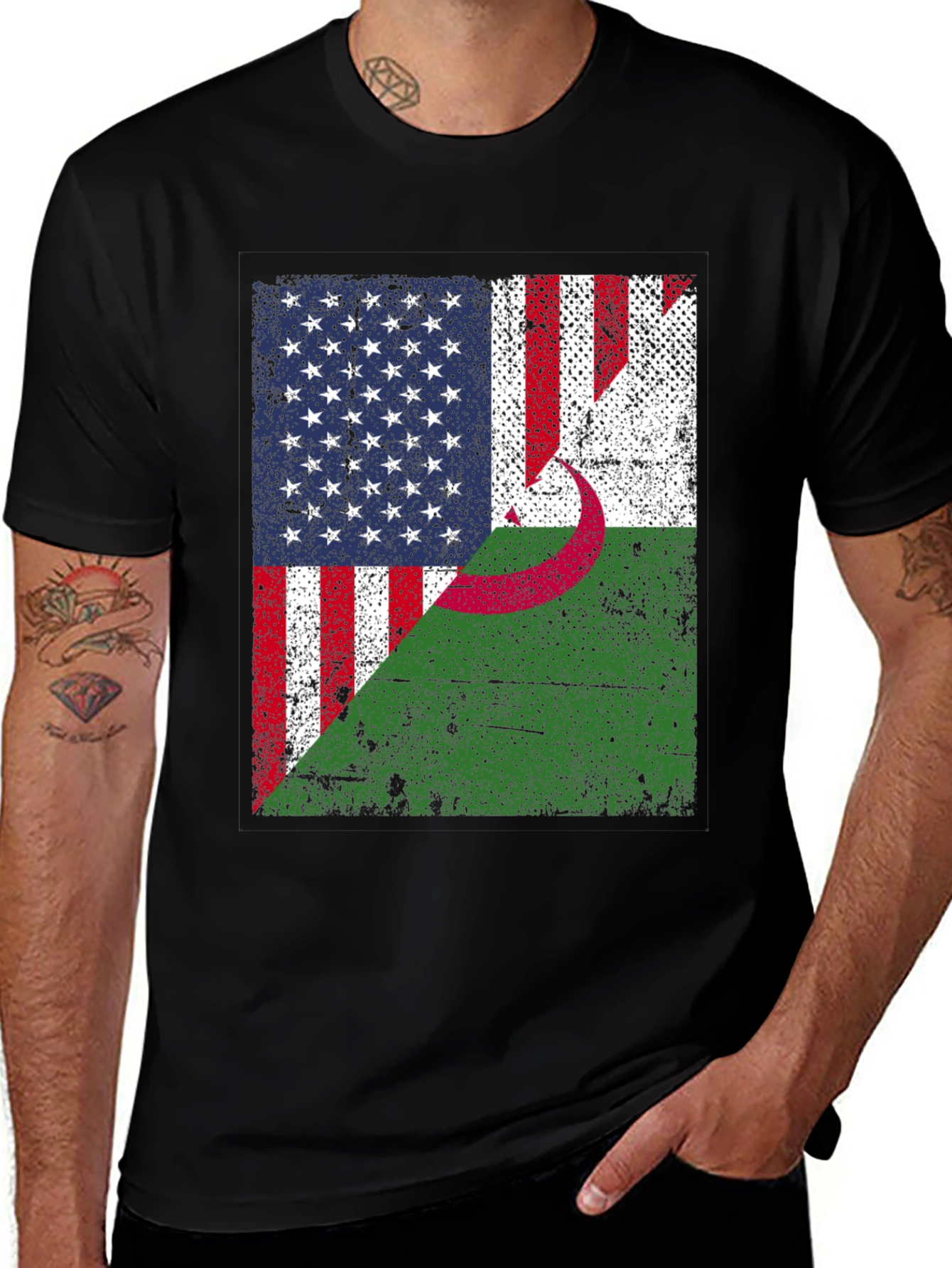 USA Algeria Flag T-Shirt Patriotic Pride
