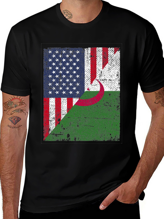 USA Algeria Flag T-Shirt Patriotic Pride