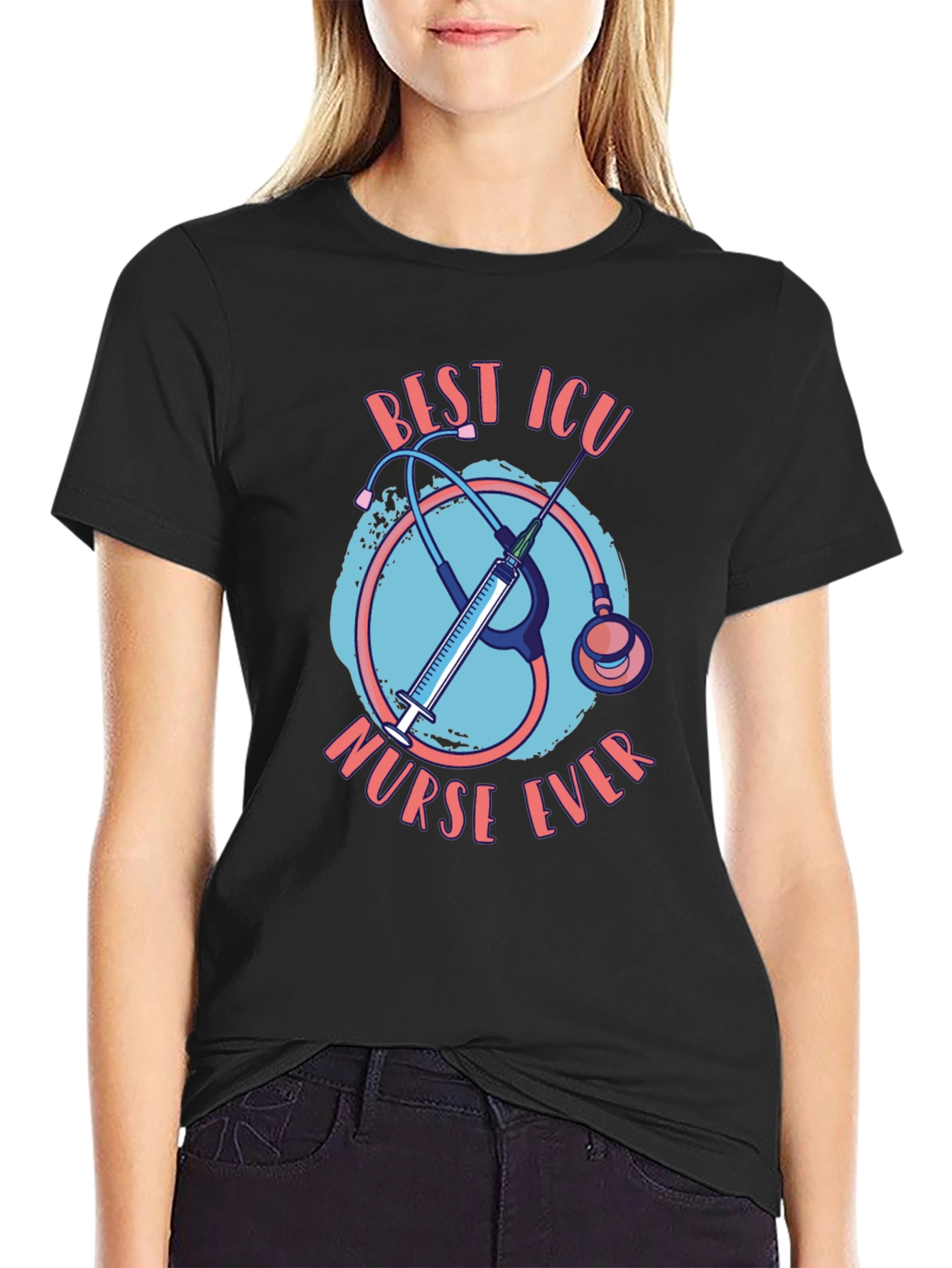 Best ICU Nurse Ever Black T-Shirt