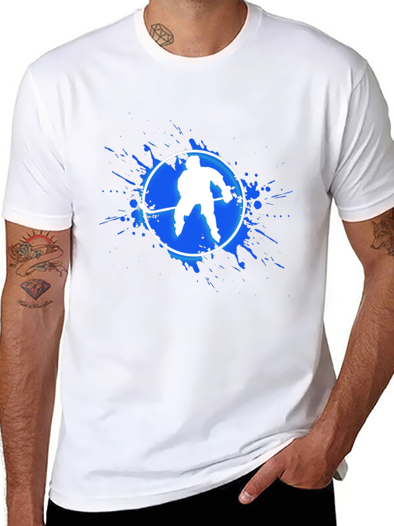 Hockey Player Graphic T-Shirt - Black
