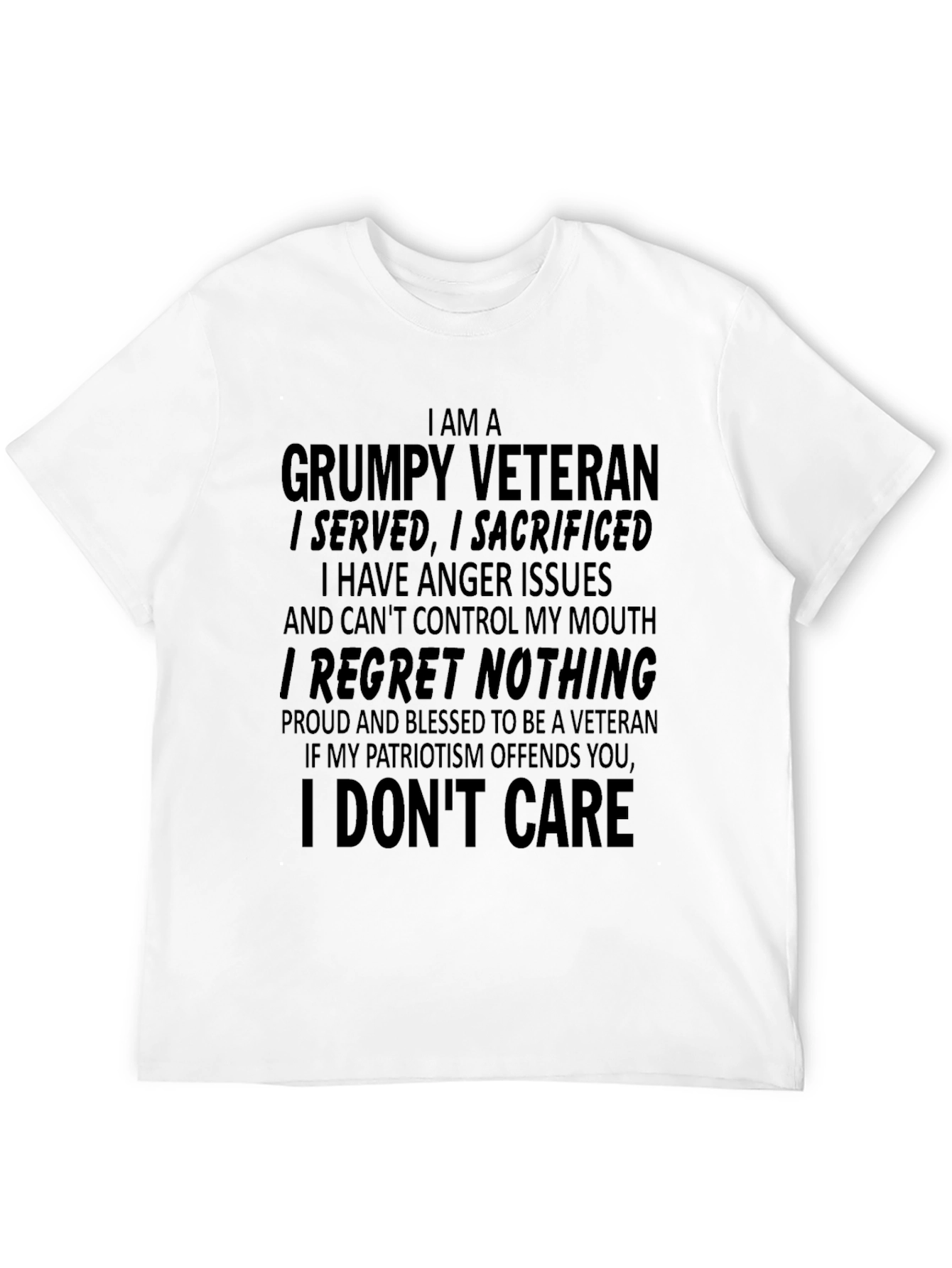 Grumpy Veteran T-Shirt: I Regret Nothing