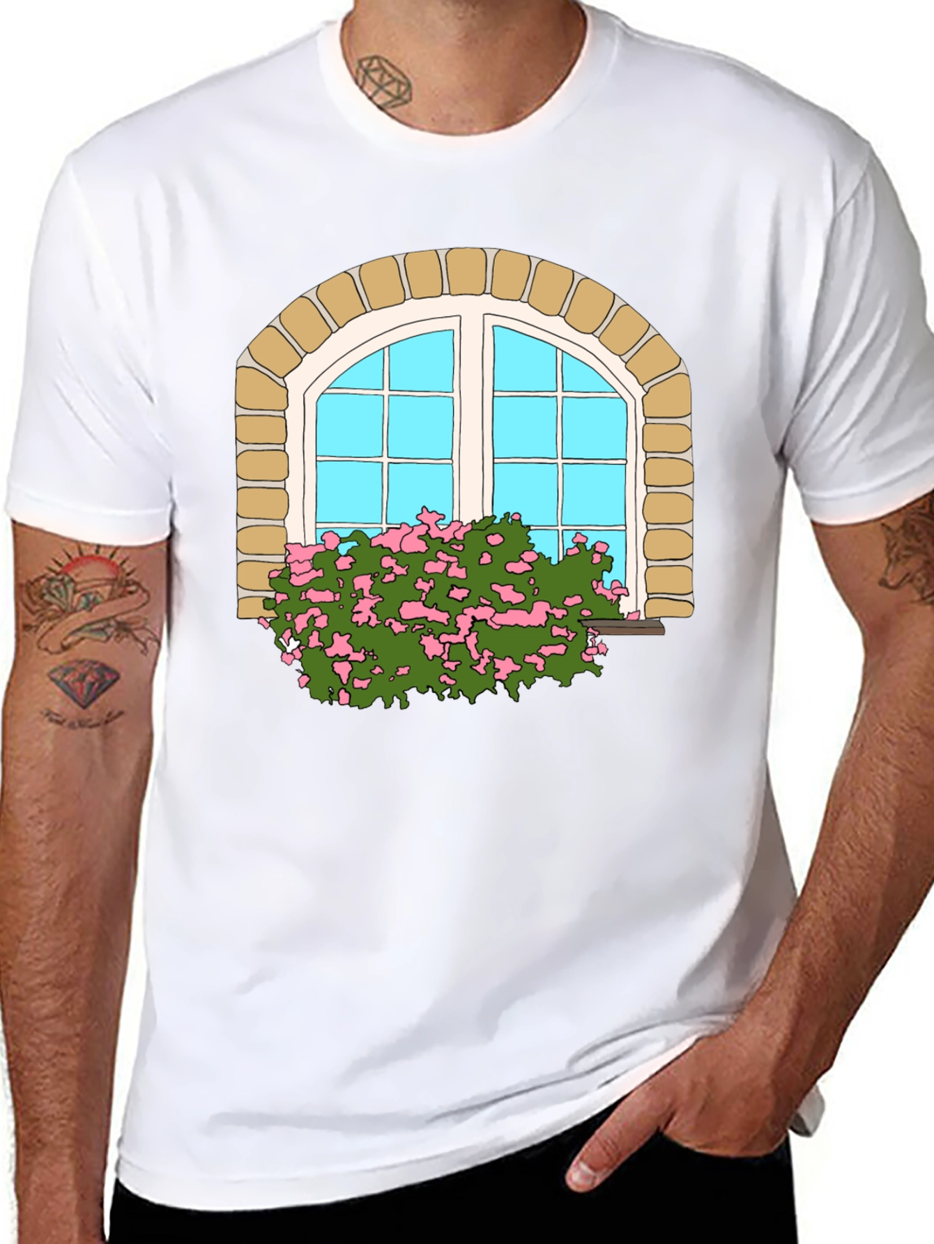 Arched Window Graphic Tee - Unique Design