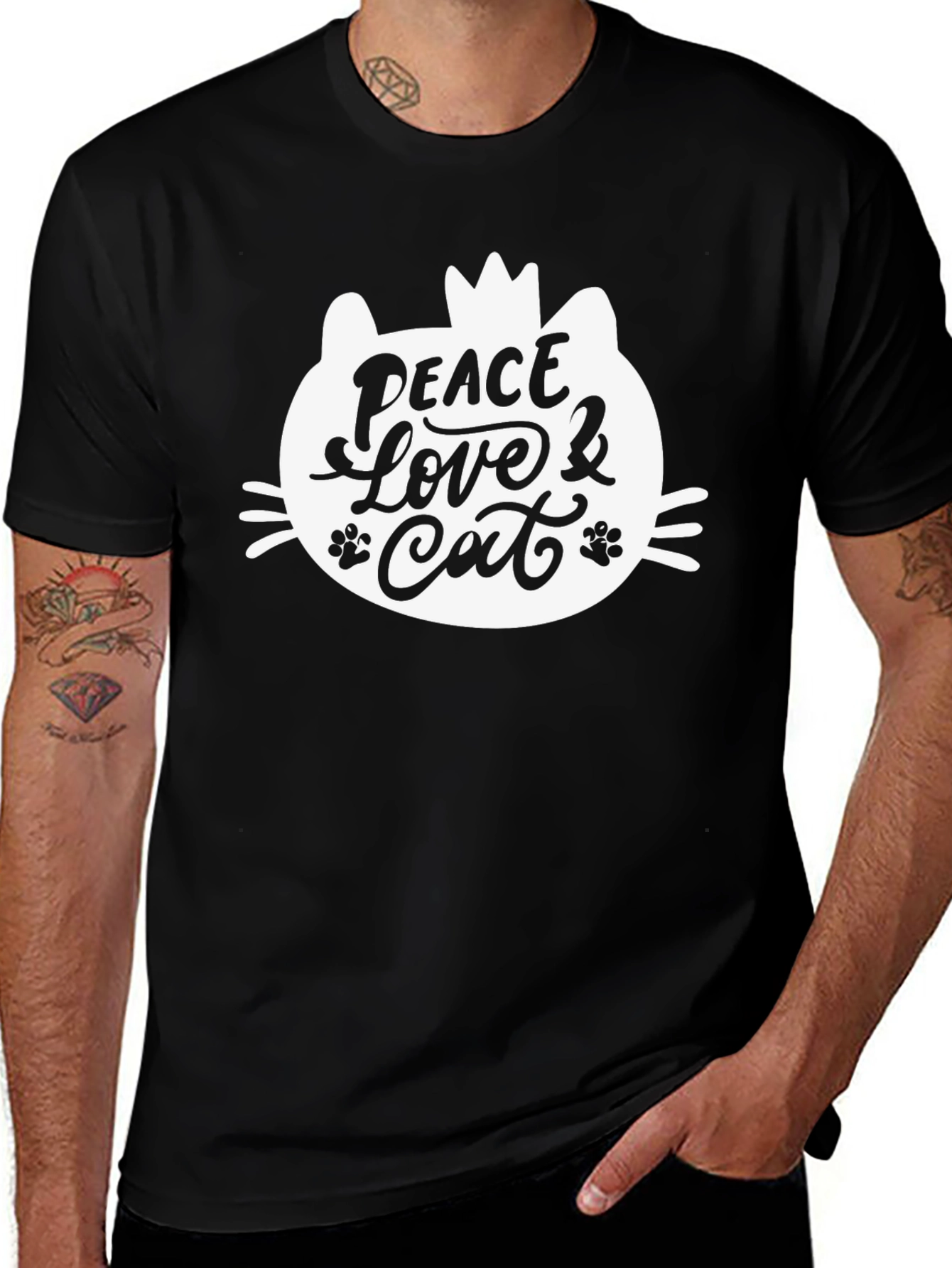 Peace Love Cat T-Shirt - Cute Graphic Tee