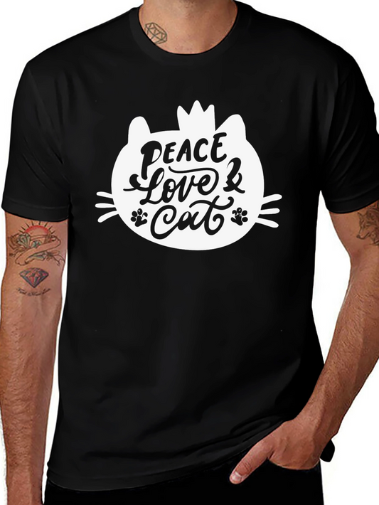 Peace Love Cat T-Shirt - Cute Graphic Tee