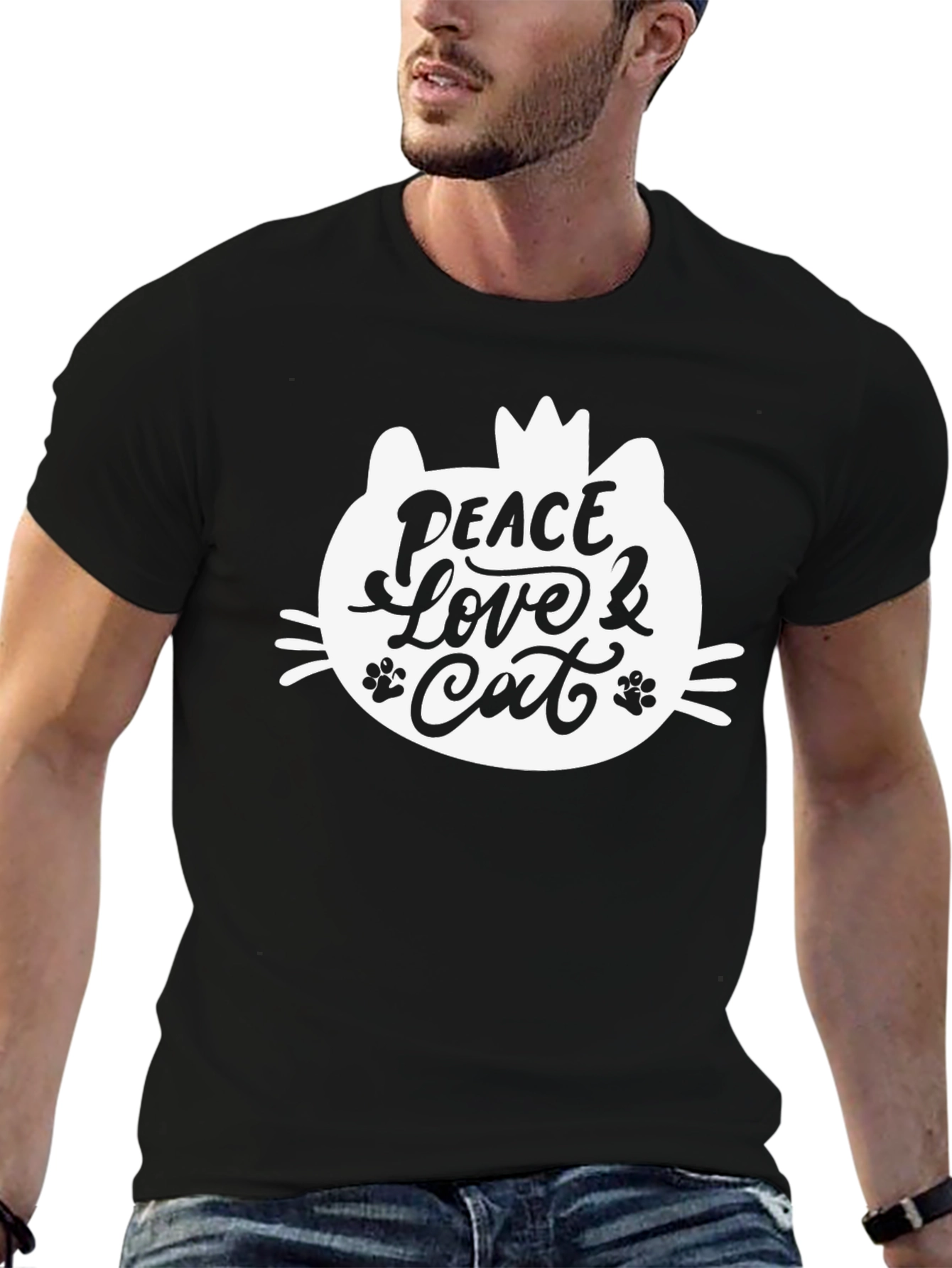 Peace Love Cat T-Shirt - Cute Graphic Tee