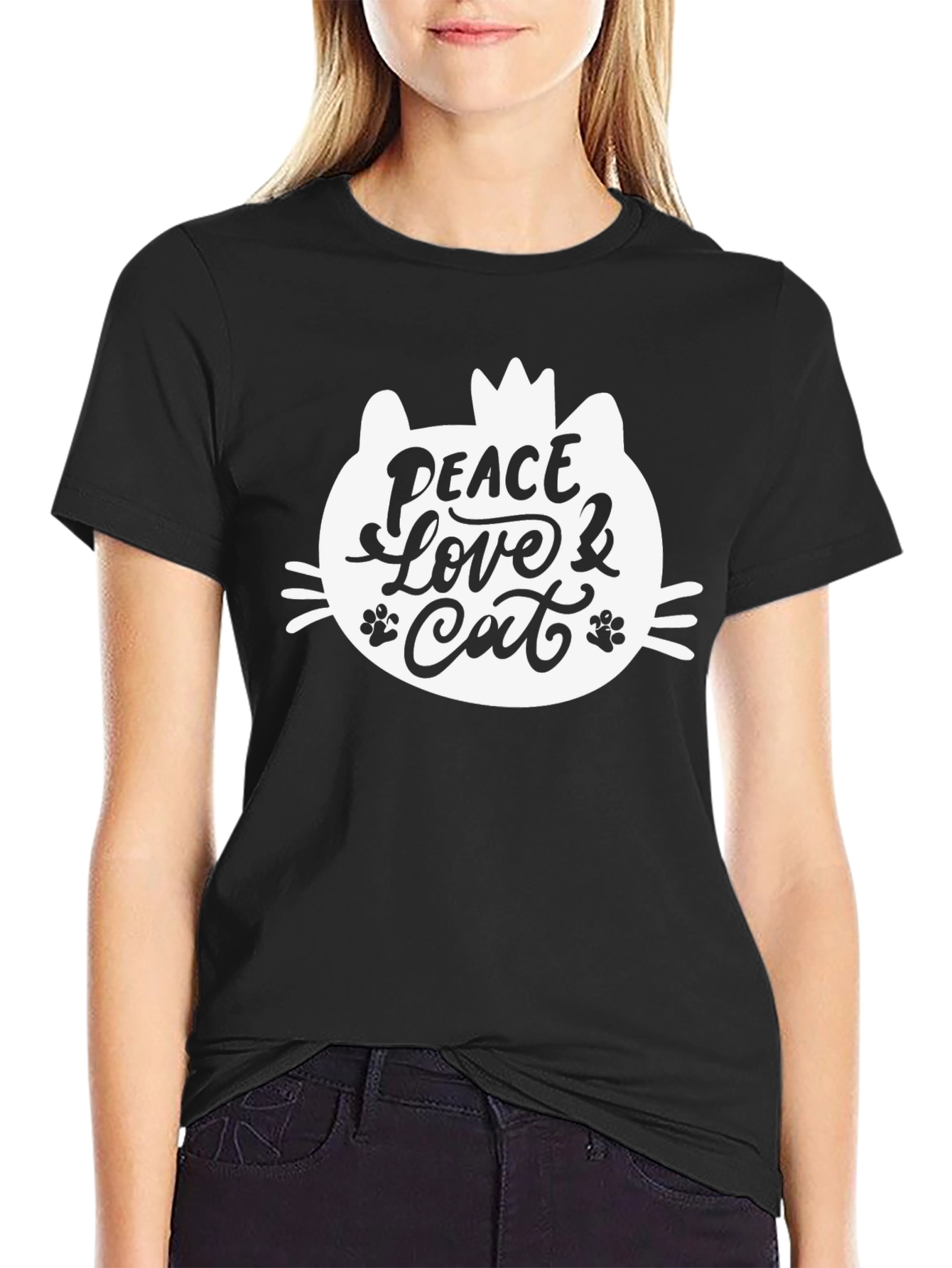 Peace Love Cat T-Shirt - Cute Graphic Tee