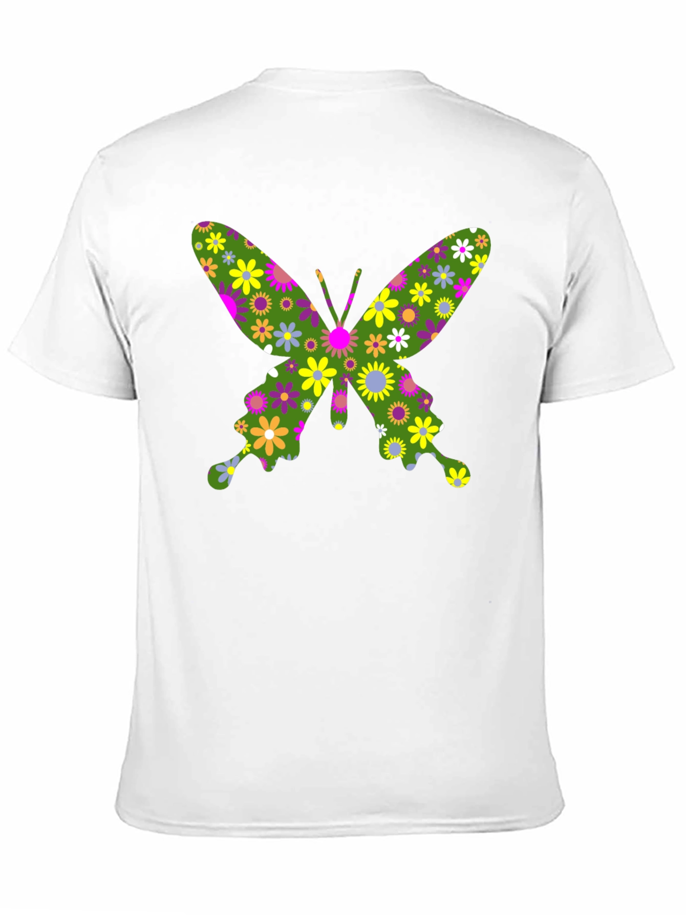 Floral Butterfly Graphic T-Shirt - Black Cotton Tee