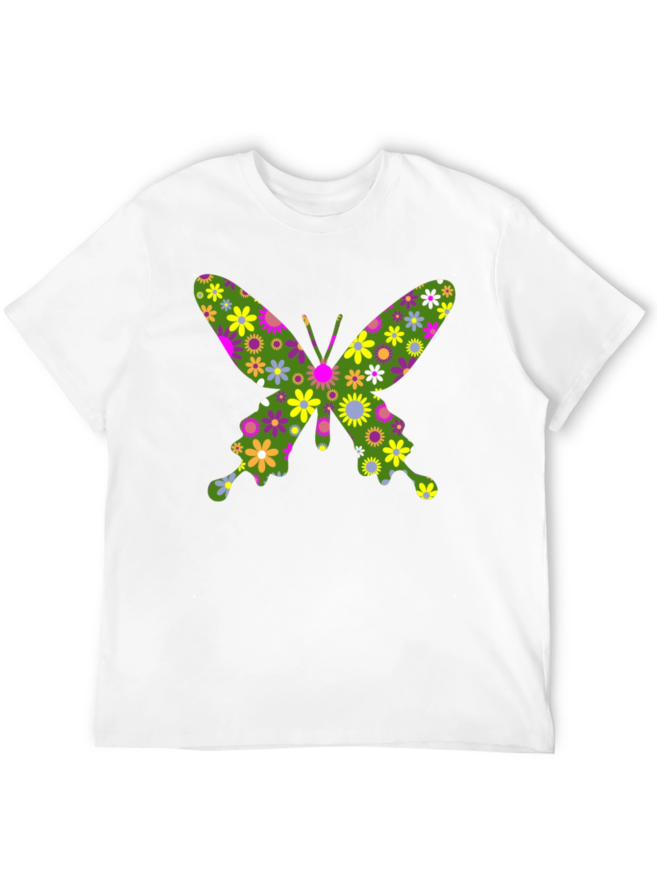 Floral Butterfly Graphic T-Shirt - Black Cotton Tee
