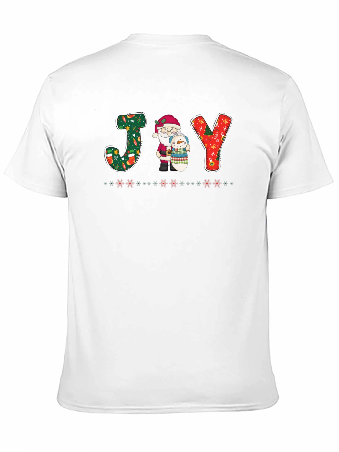 JOY Santa & Snowman Christmas Graphic T-Shirt