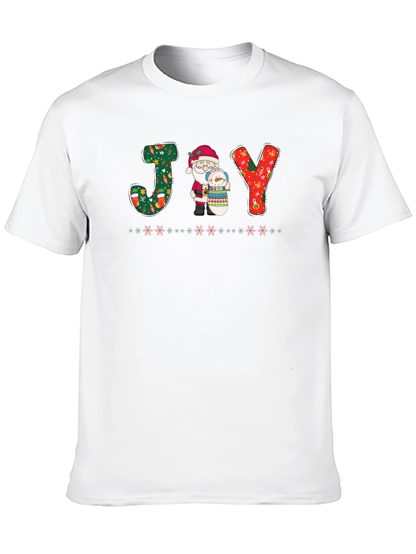 JOY Santa & Snowman Christmas Graphic T-Shirt
