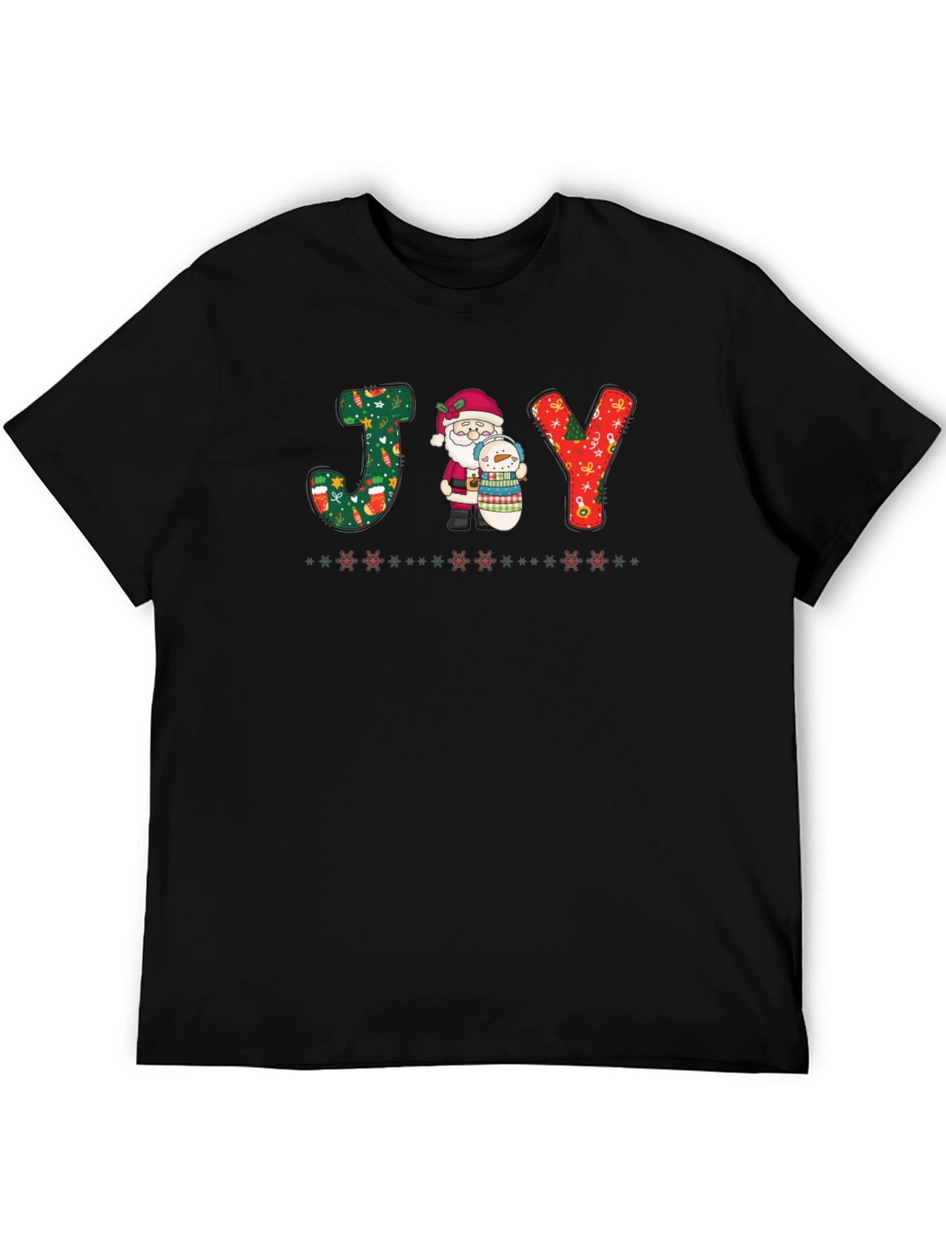 JOY Santa & Snowman Christmas Graphic T-Shirt