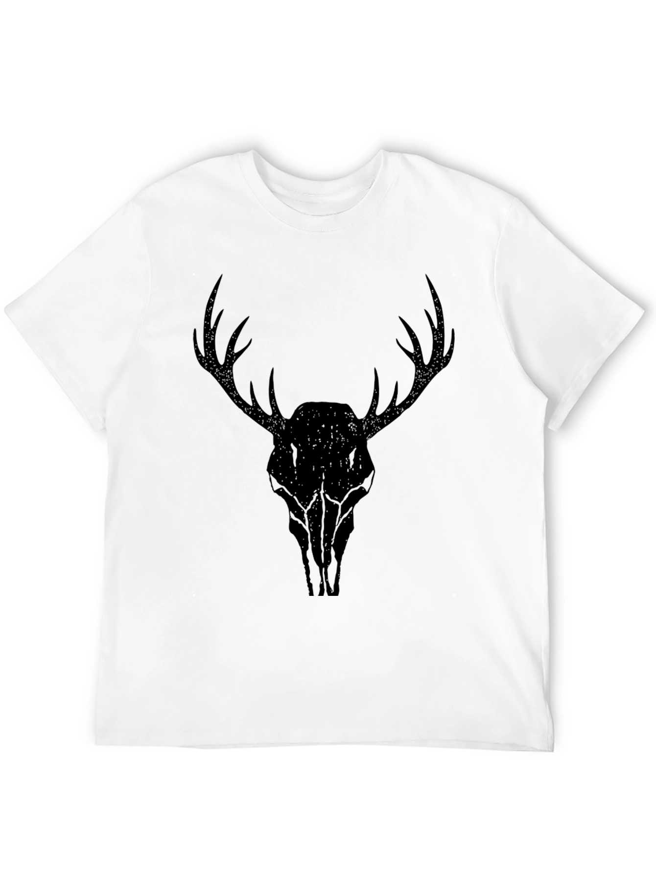 Mens Black T-Shirt with Deer Skull Graphic
