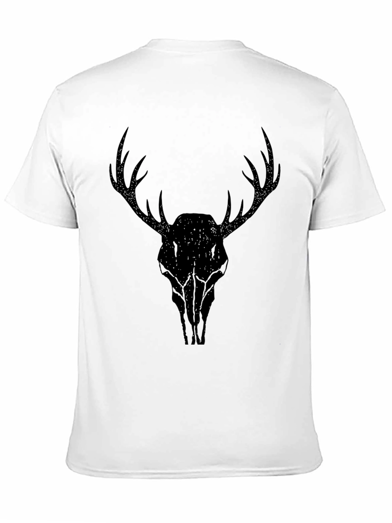 Mens Black T-Shirt with Deer Skull Graphic