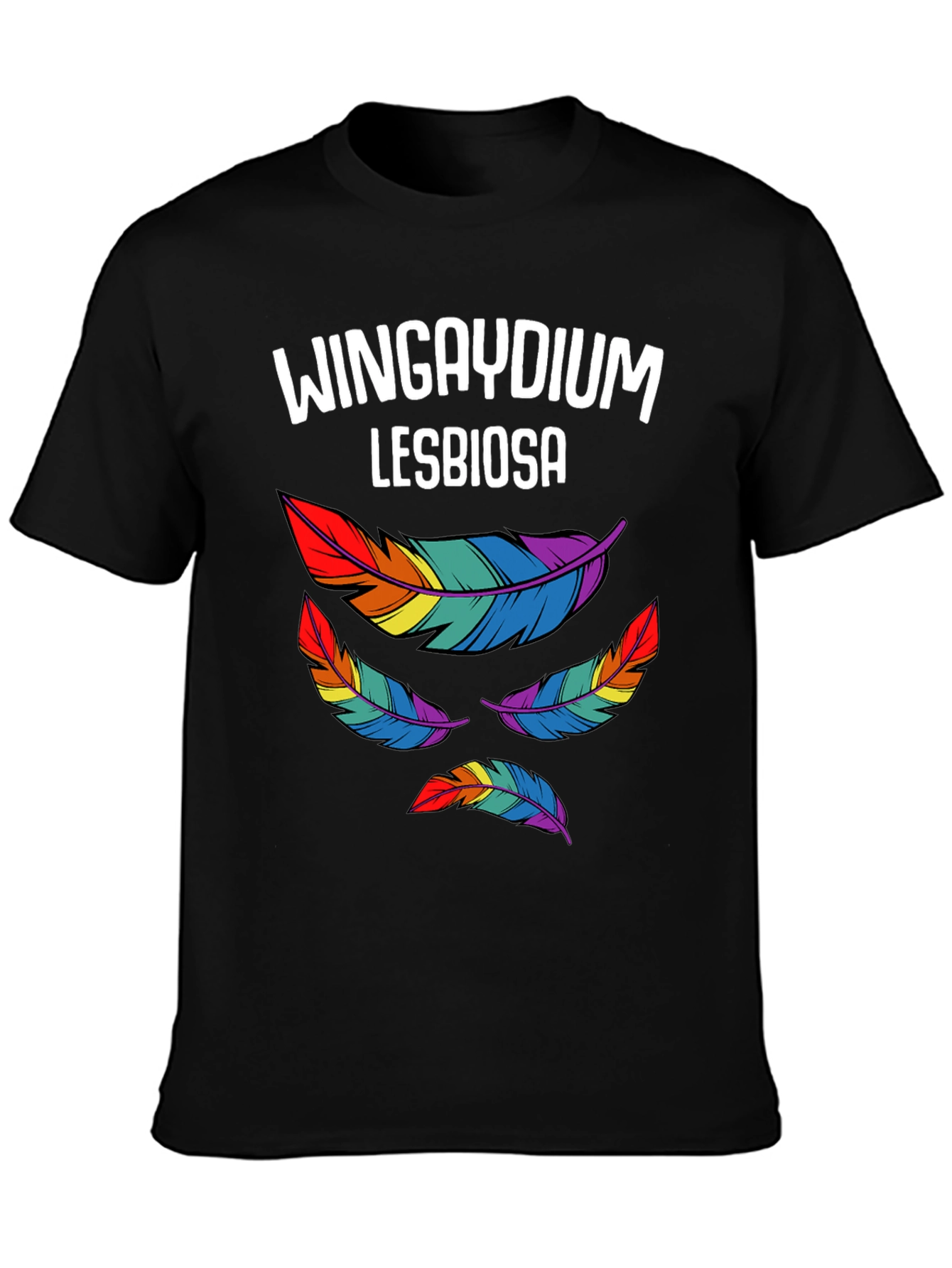 Wingaydium Lesbiosa T-Shirt - Pride Feather Design