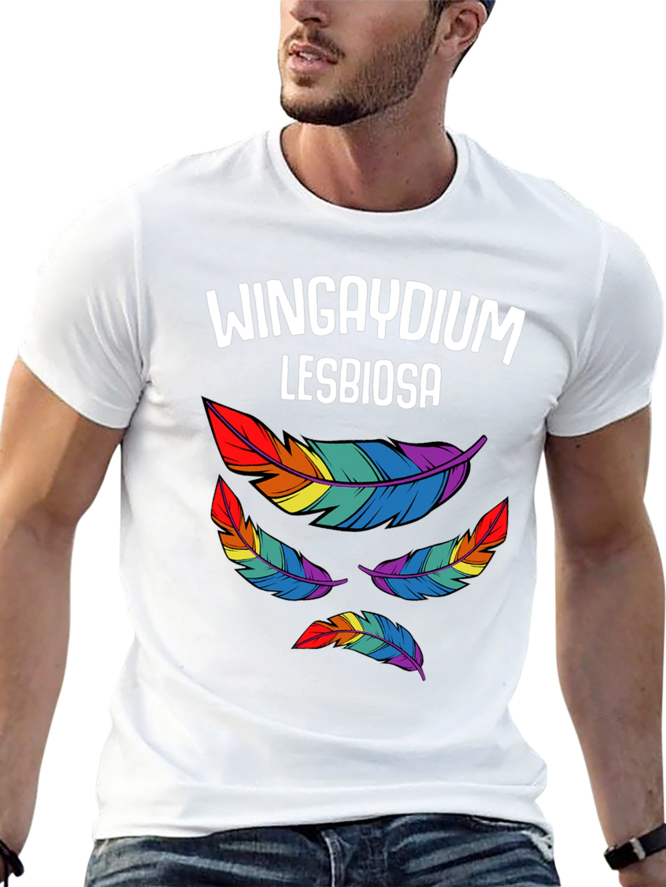 Wingaydium Lesbiosa T-Shirt - Pride Feather Design