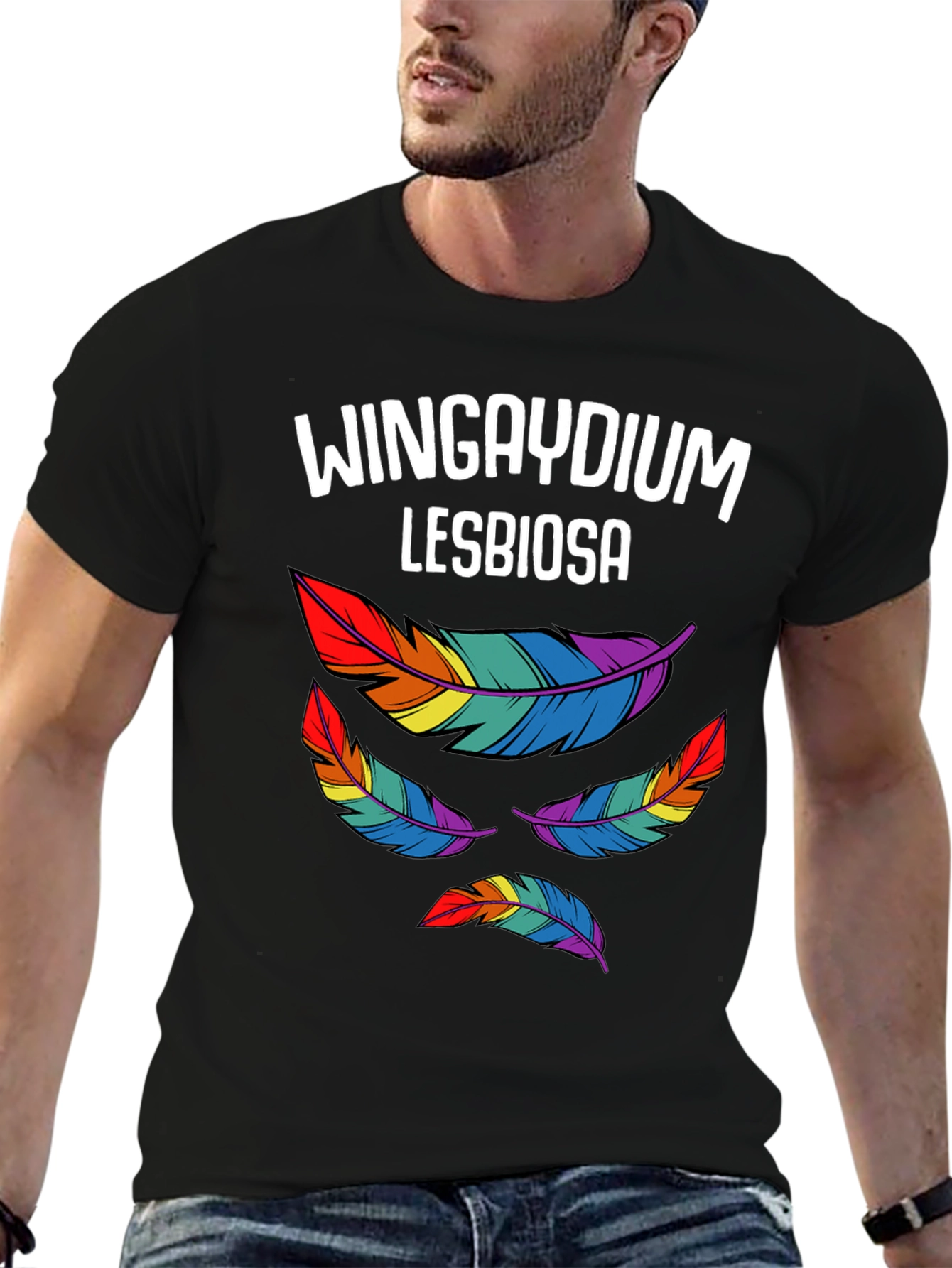 Wingaydium Lesbiosa T-Shirt - Pride Feather Design