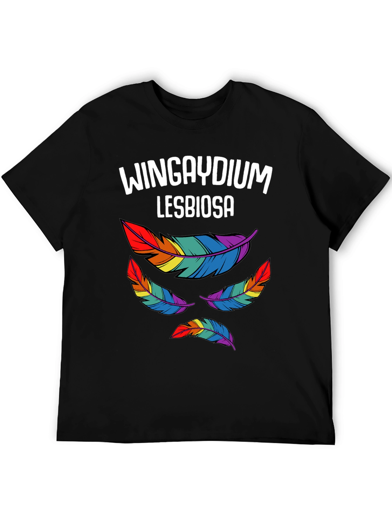 Wingaydium Lesbiosa T-Shirt - Pride Feather Design