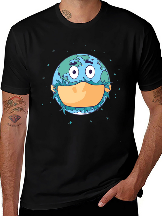 Earth Wearing Mask Graphic T-Shirt