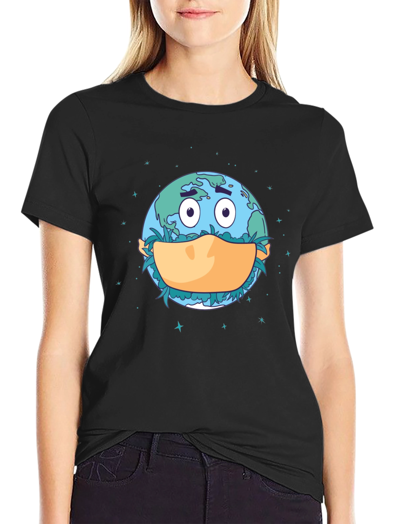 Earth Wearing Mask Graphic T-Shirt