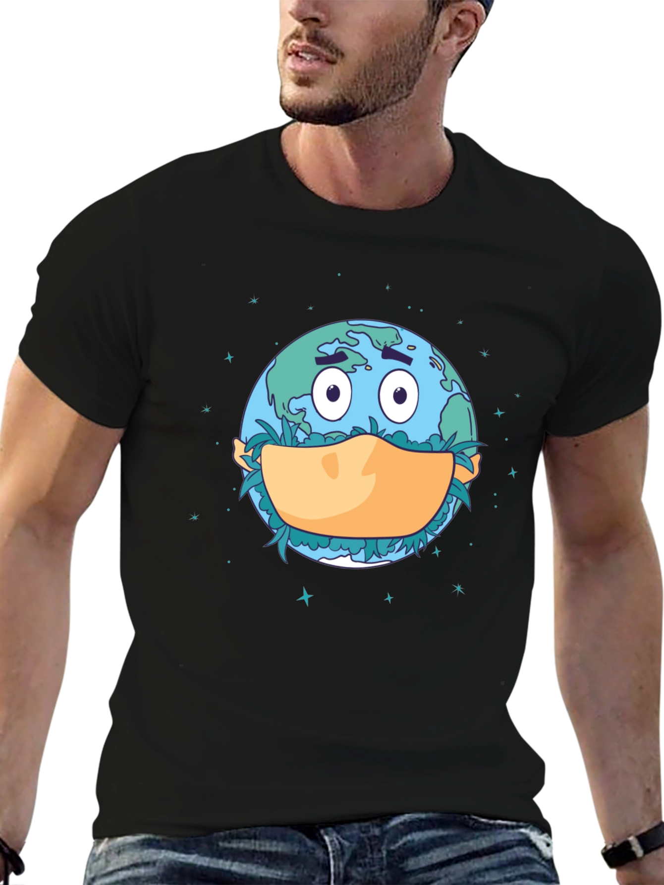 Earth Wearing Mask Graphic T-Shirt