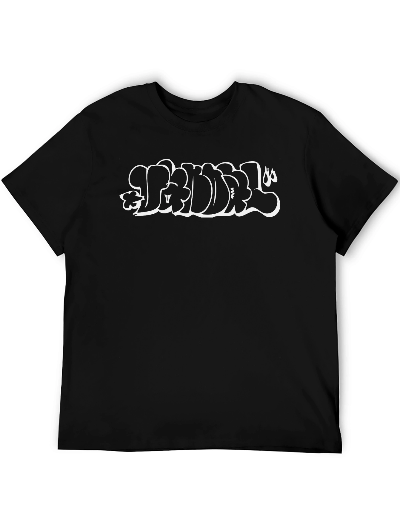 Mens Black Graphic Tee - White Graffiti Print