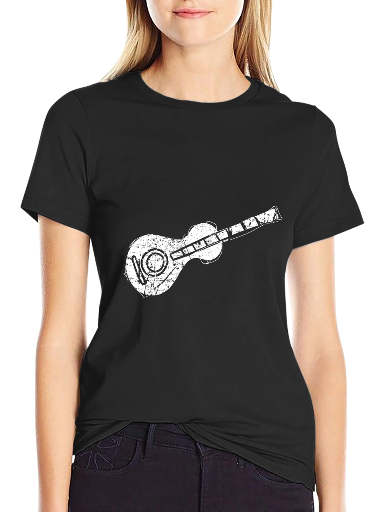 Distressed Guitar Graphic T-Shirt - Black