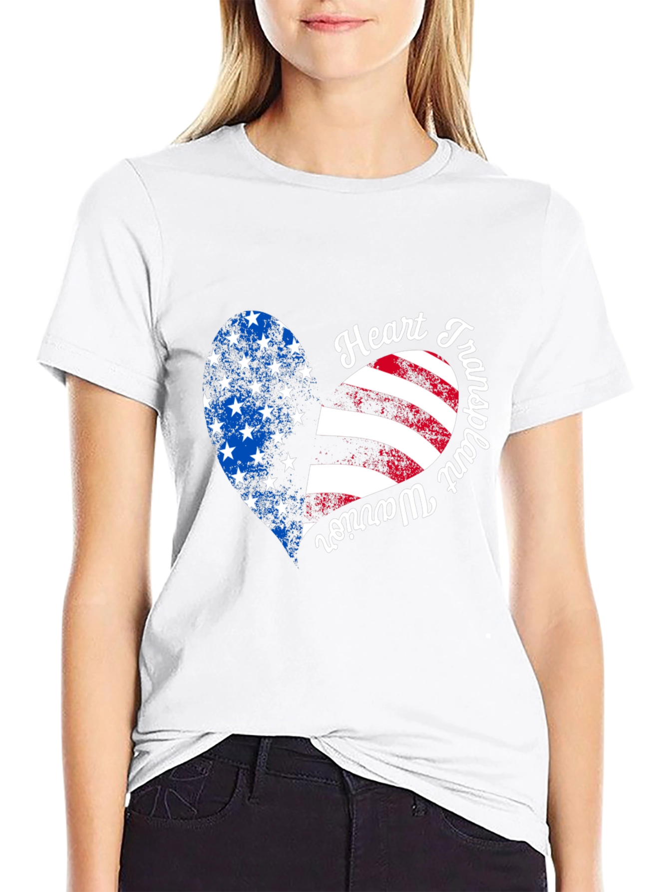 Heart Transplant Warrior USA Flag Graphic T-Shirt