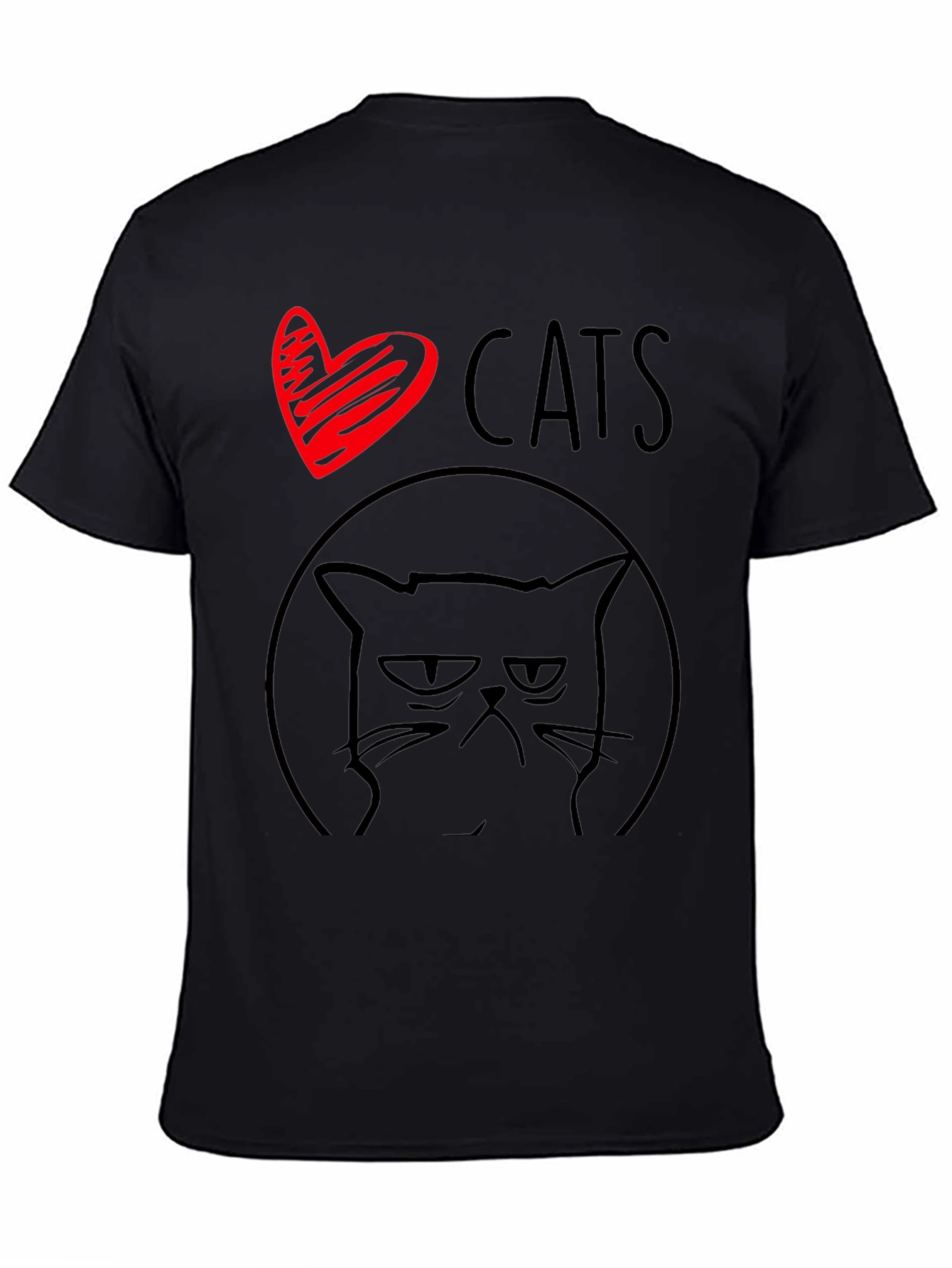 I Heart Cats Grumpy Cat Graphic Tee - Black