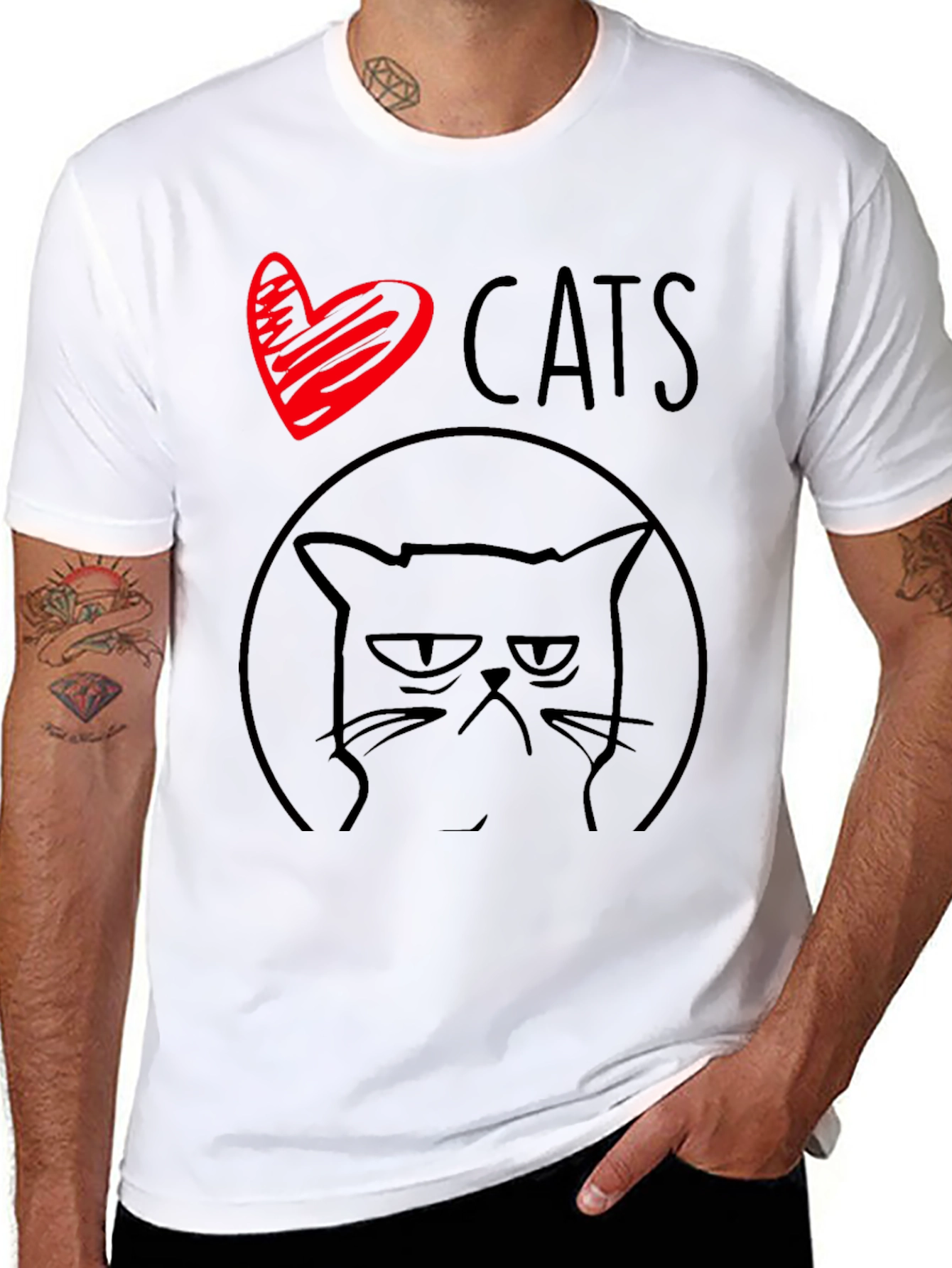 I Heart Cats Grumpy Cat Graphic Tee - Black