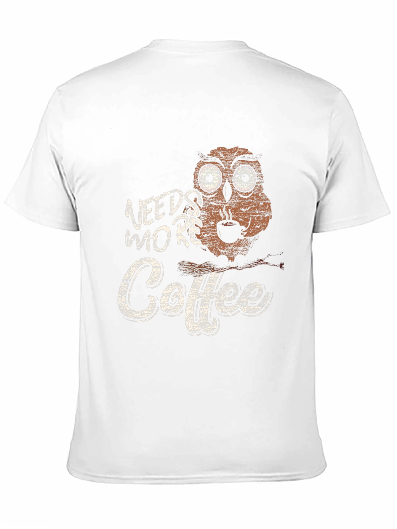 Needs More Coffee Owl Graphic Tee - Black