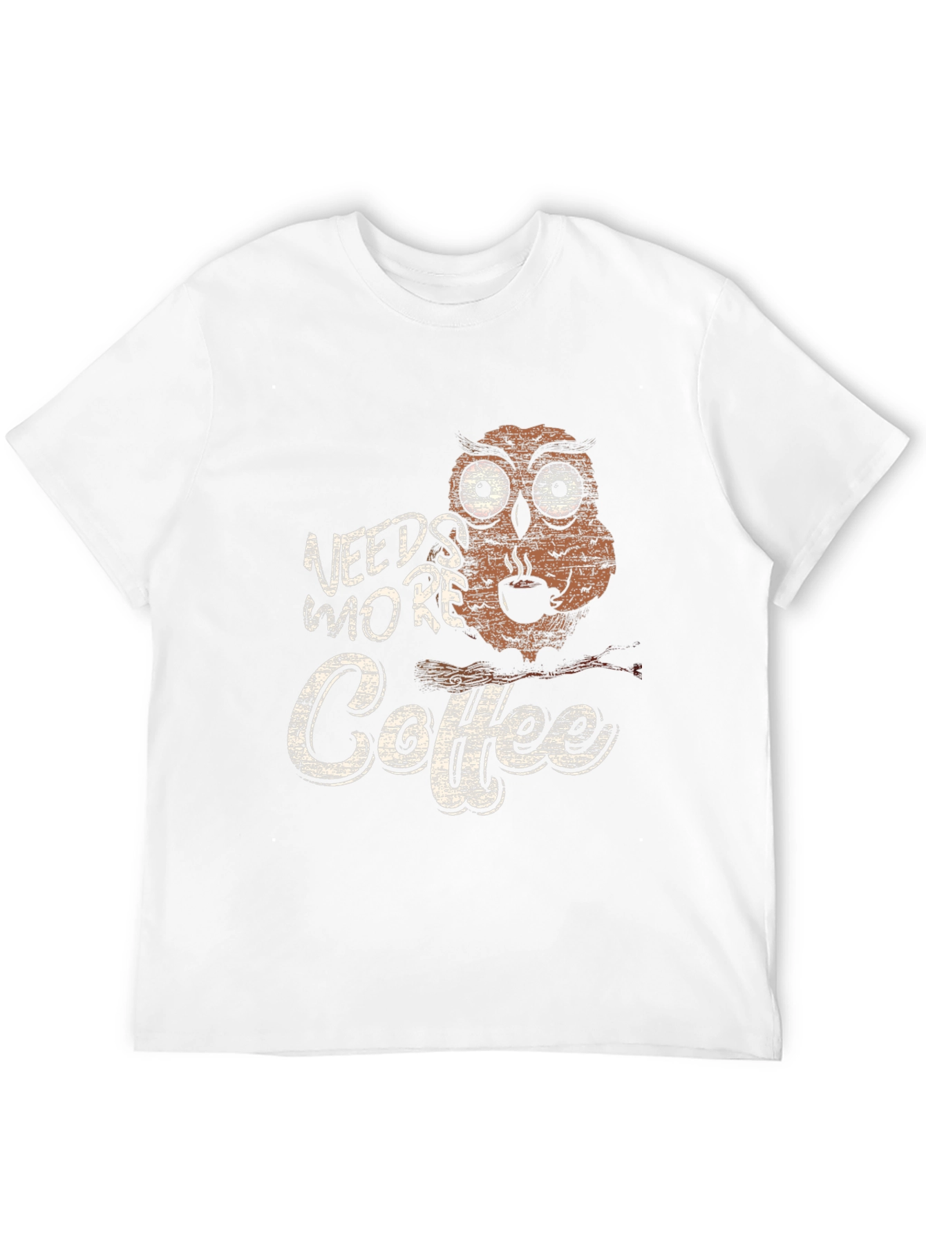 Needs More Coffee Owl Graphic Tee - Black