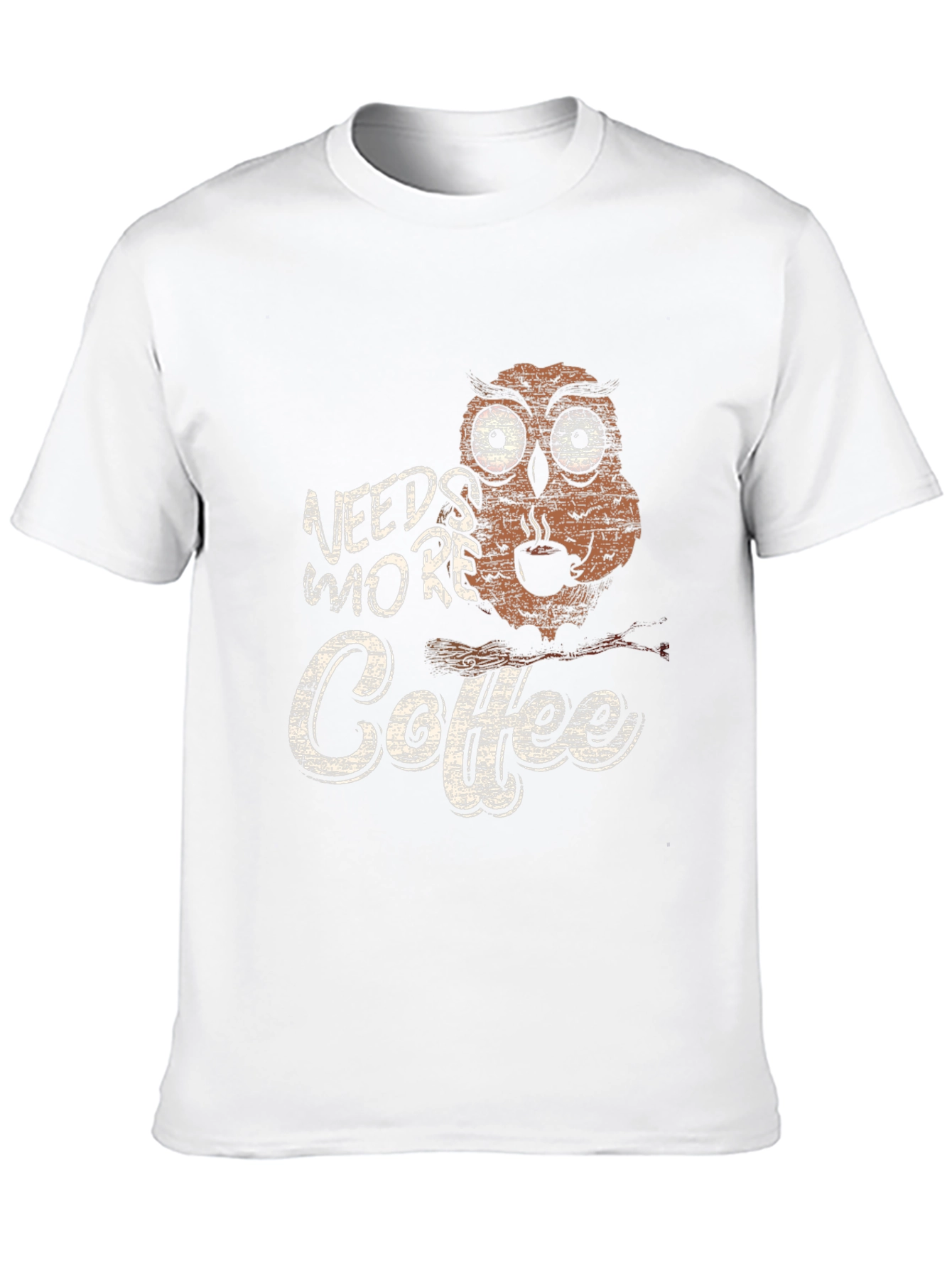 Needs More Coffee Owl Graphic Tee - Black