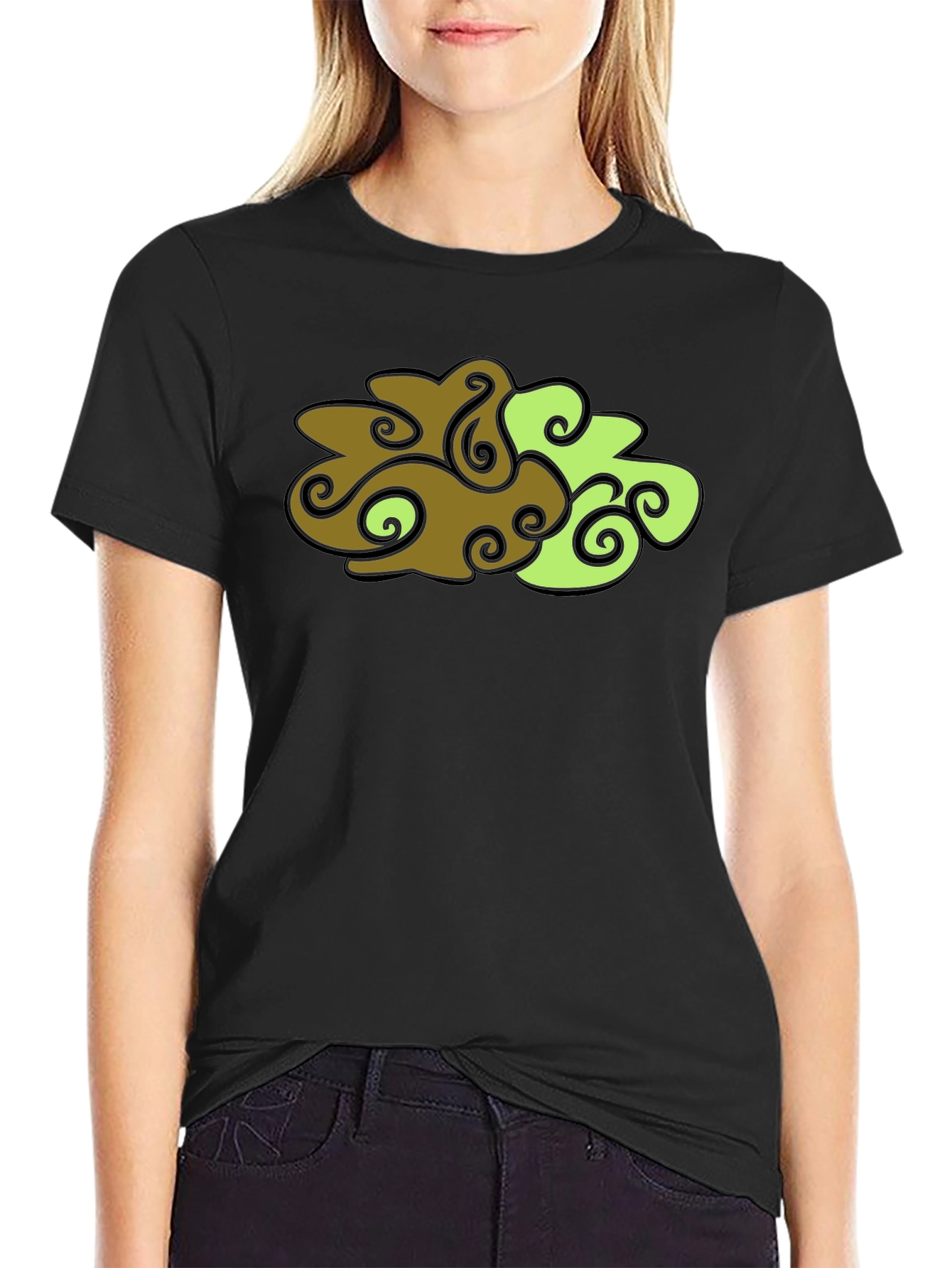 Abstract Cloud Design Black T-Shirt