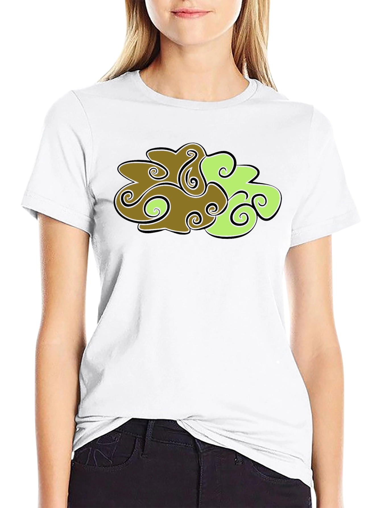 Abstract Cloud Design Black T-Shirt