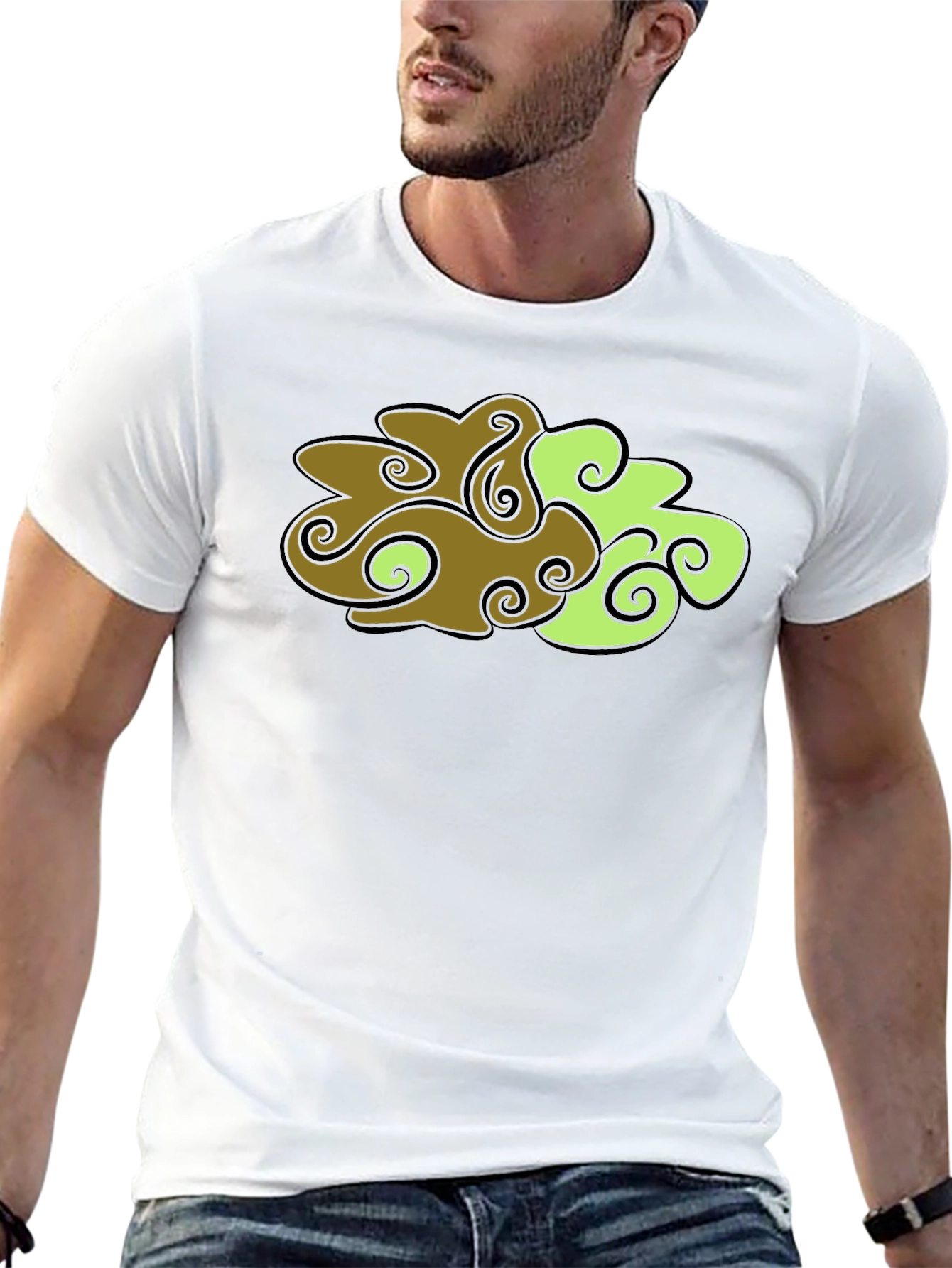 Abstract Cloud Design Black T-Shirt