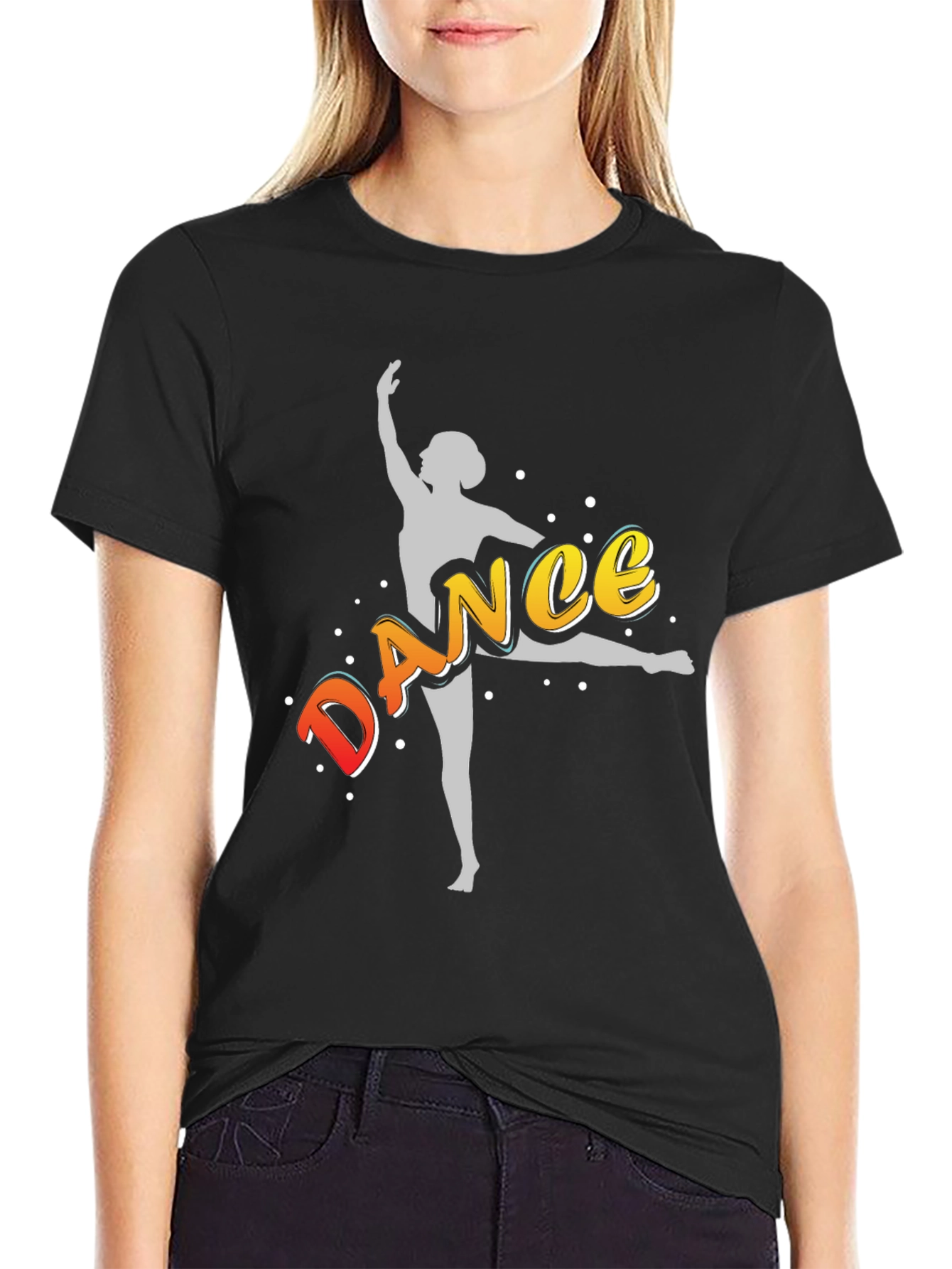 Dance Graphic T-Shirt - Black Cotton Blend Tee