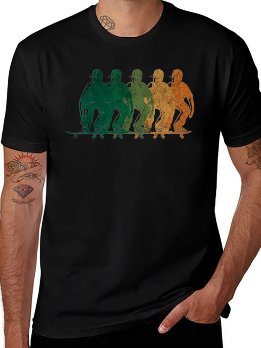 Retro Skateboarder Graphic Black T-Shirt