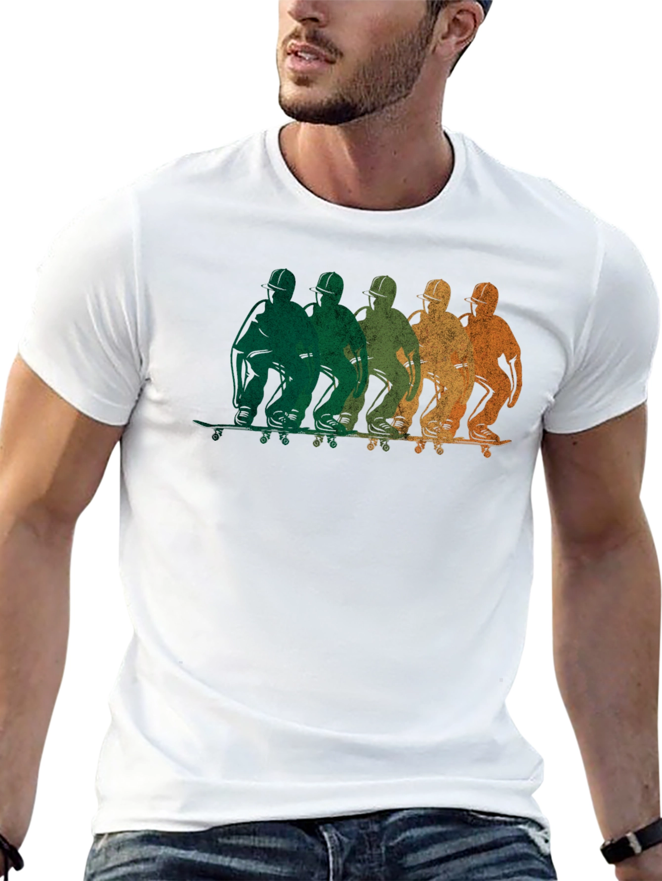 Retro Skateboarder Graphic Black T-Shirt